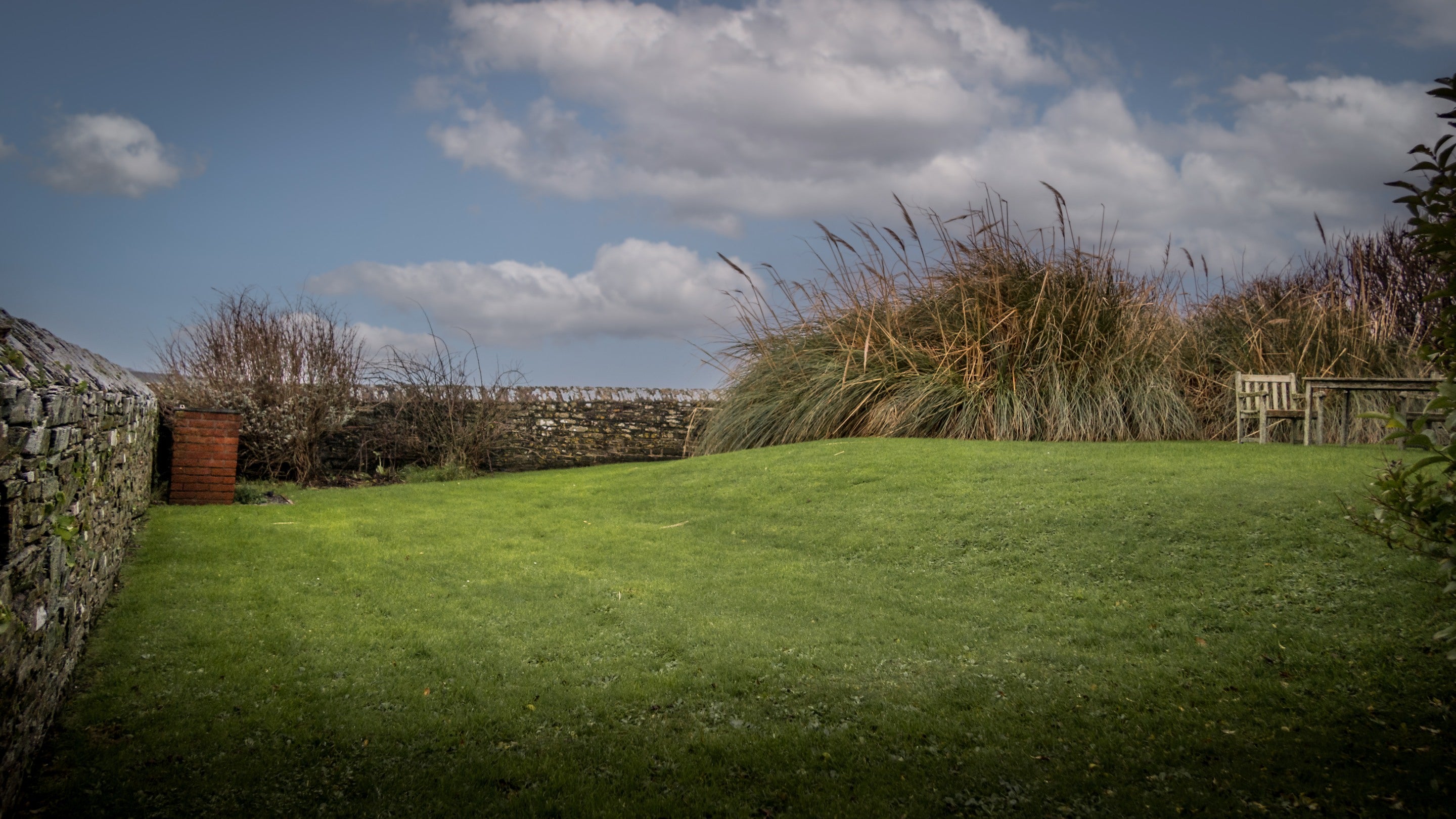 The grassed garden at Trescore, Cornwall