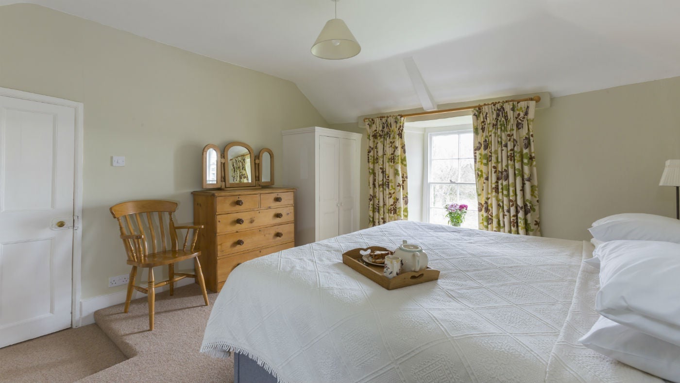 The double bedroom at Triggabrowne Farm House, Lanteglos-by-Fowey, Cornwall