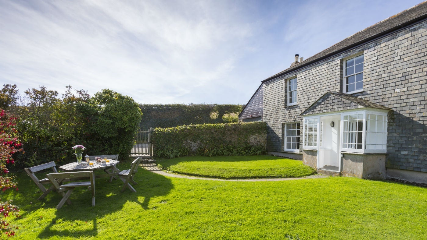 The exterior and garden at Triggabrowne Farm House, Lanteglos-by-Fowey, Cornwall