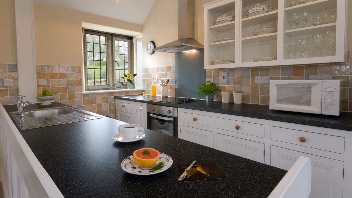 The kitchen at The West Wing, Trerice, Cornwall