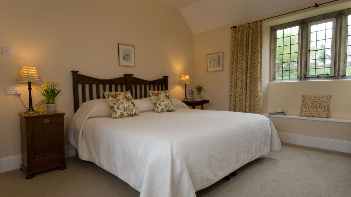 The double bedroom at The West Wing, Trerice, Cornwall