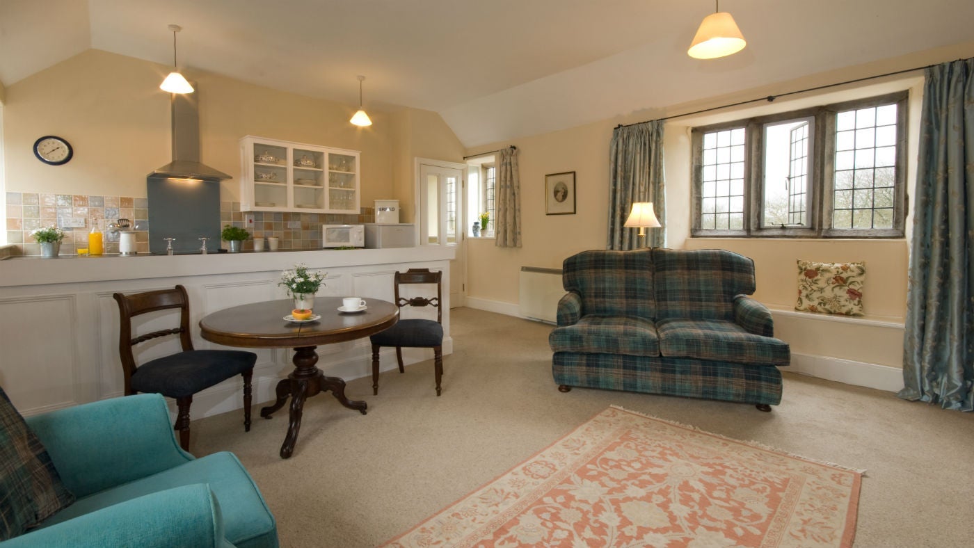 The sitting room at The West Wing, Trerice, Cornwall