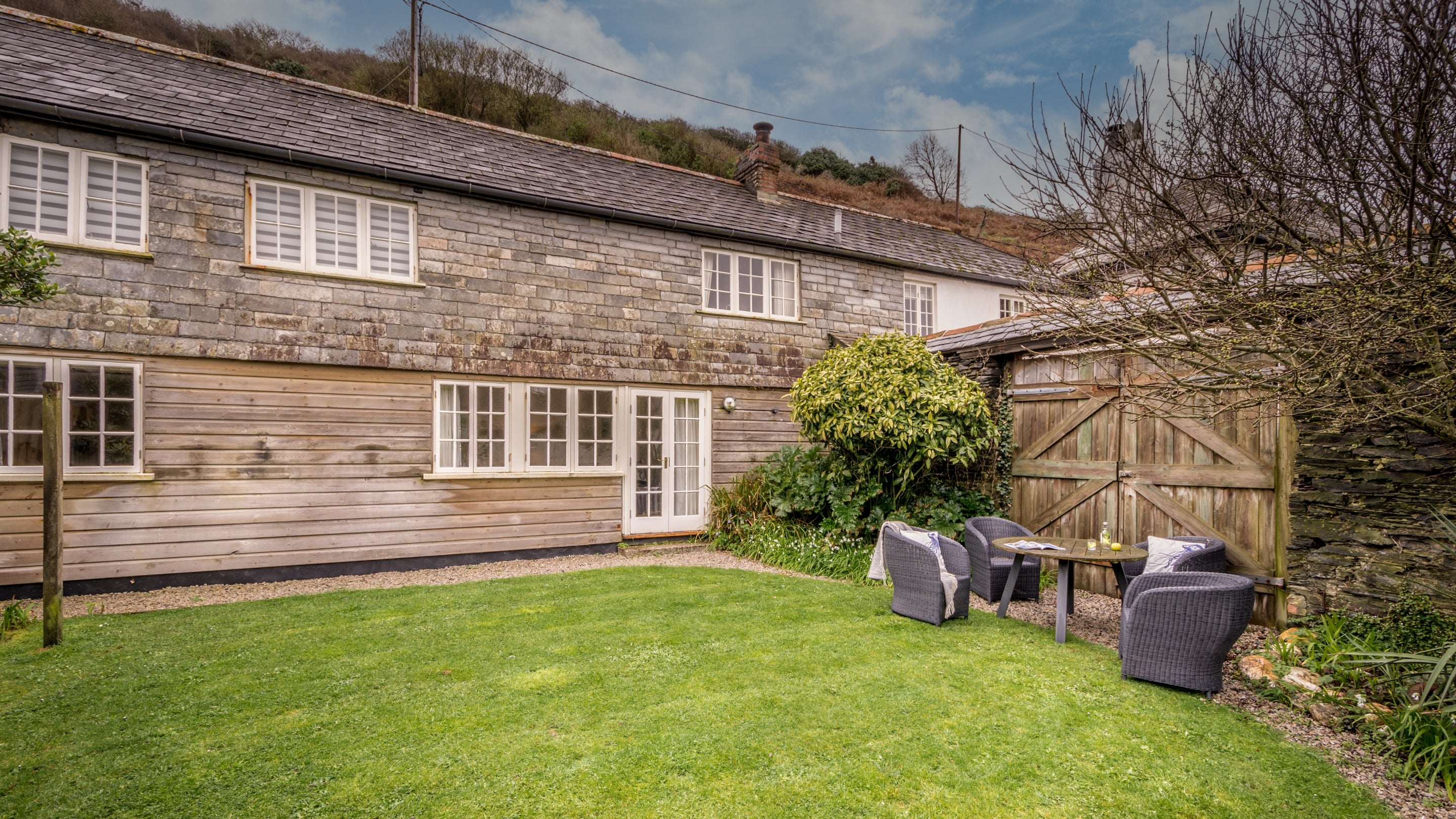 The outdoor seating at The White Cottage, Cornwall