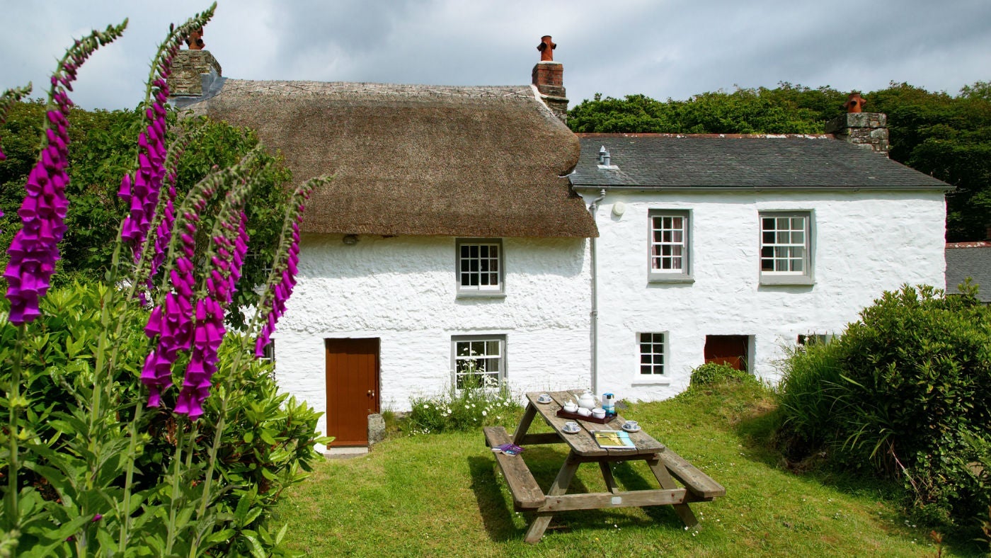 The exterior and garden at Whitstone Cottage, Penrose, Helston, Cornwall