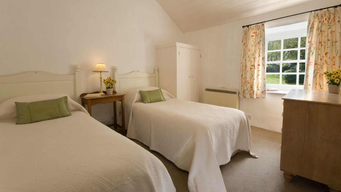The twin bedroom at Whitstone Cottage (please note, the layout of this room has changed), Cornwall
