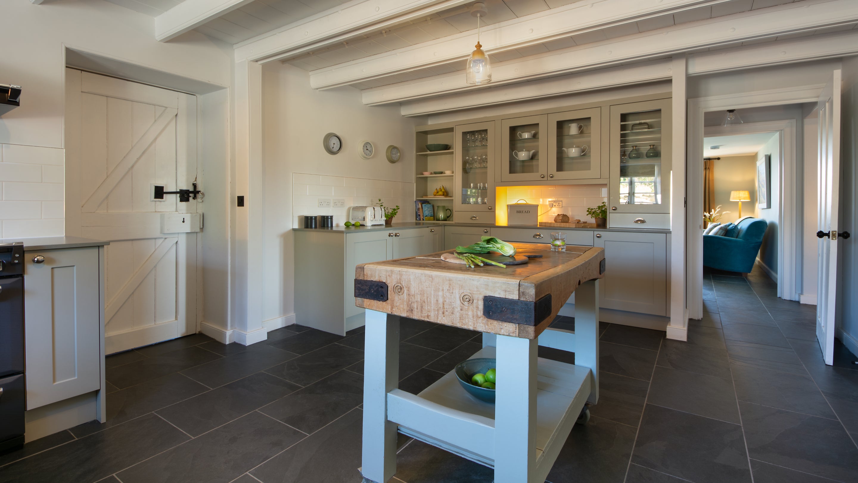 The kitchen at Winnianton Farmhouse, Cornwall