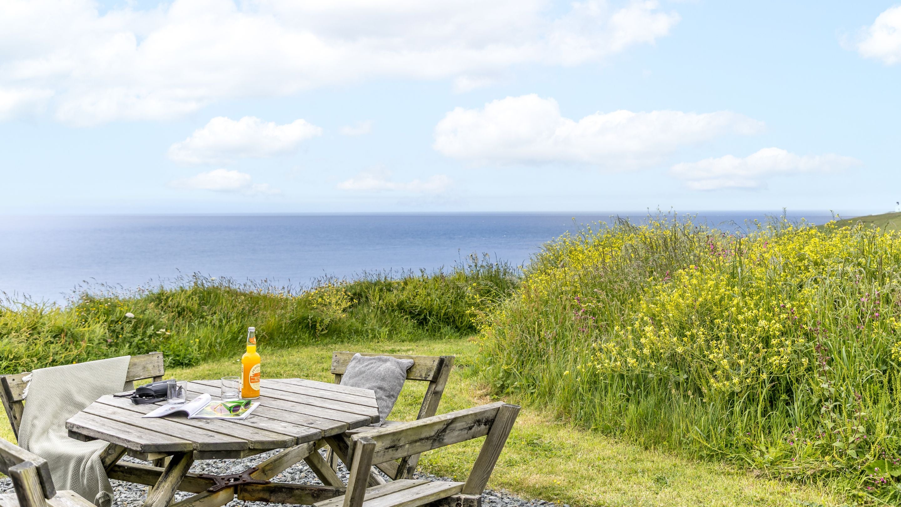 The sea view from the garden at Wireless Cottage, Cornwall