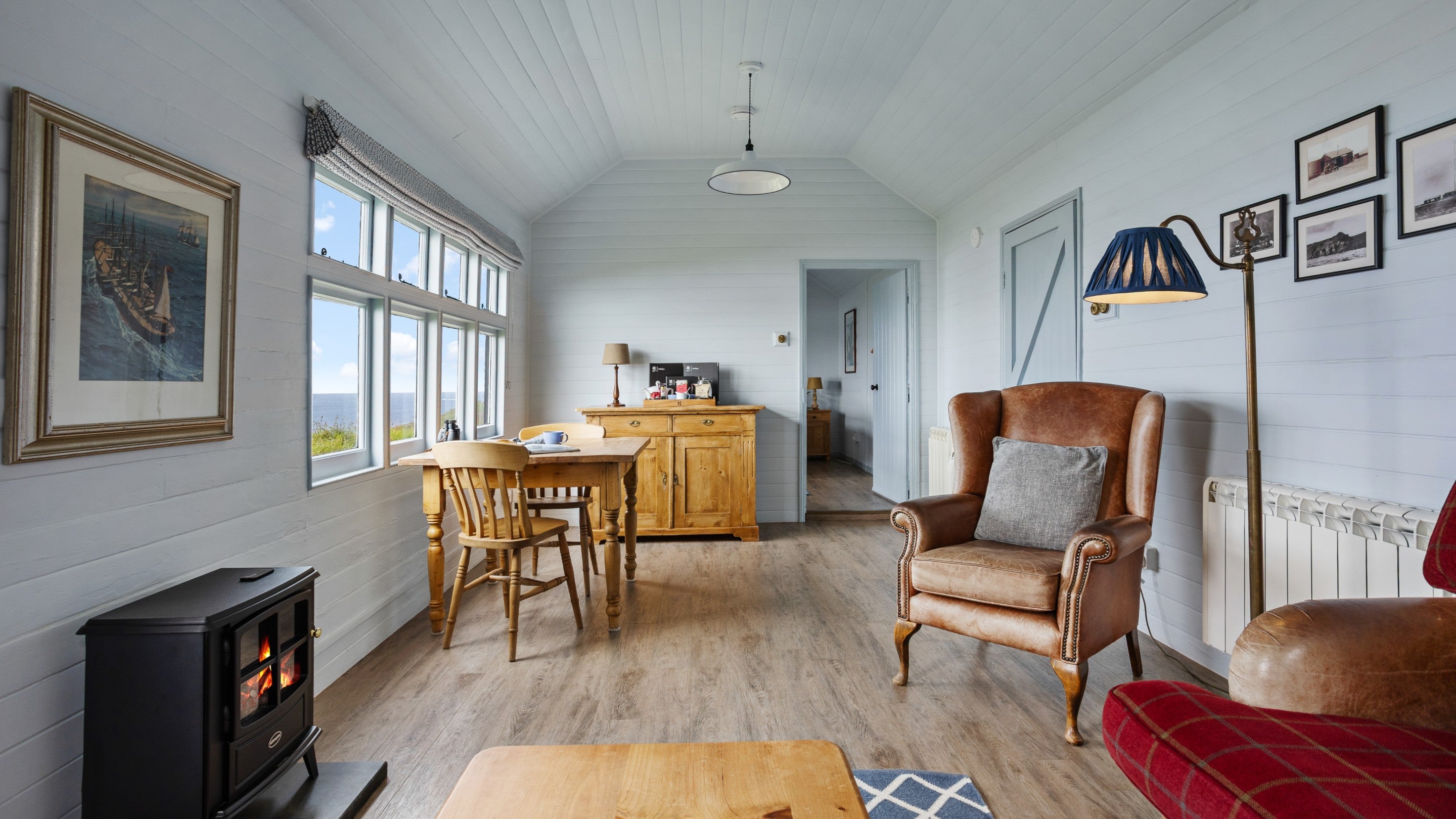 The sitting and dining room at Wireless Cottage, Cornwall