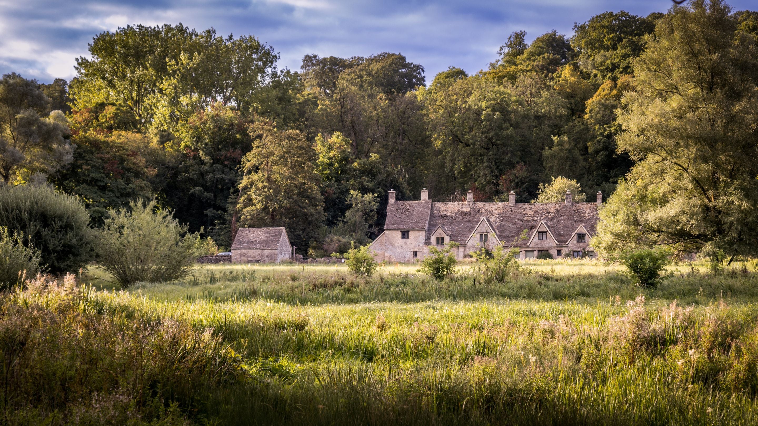 Arlington Row and the water meadow, Gloucestershire