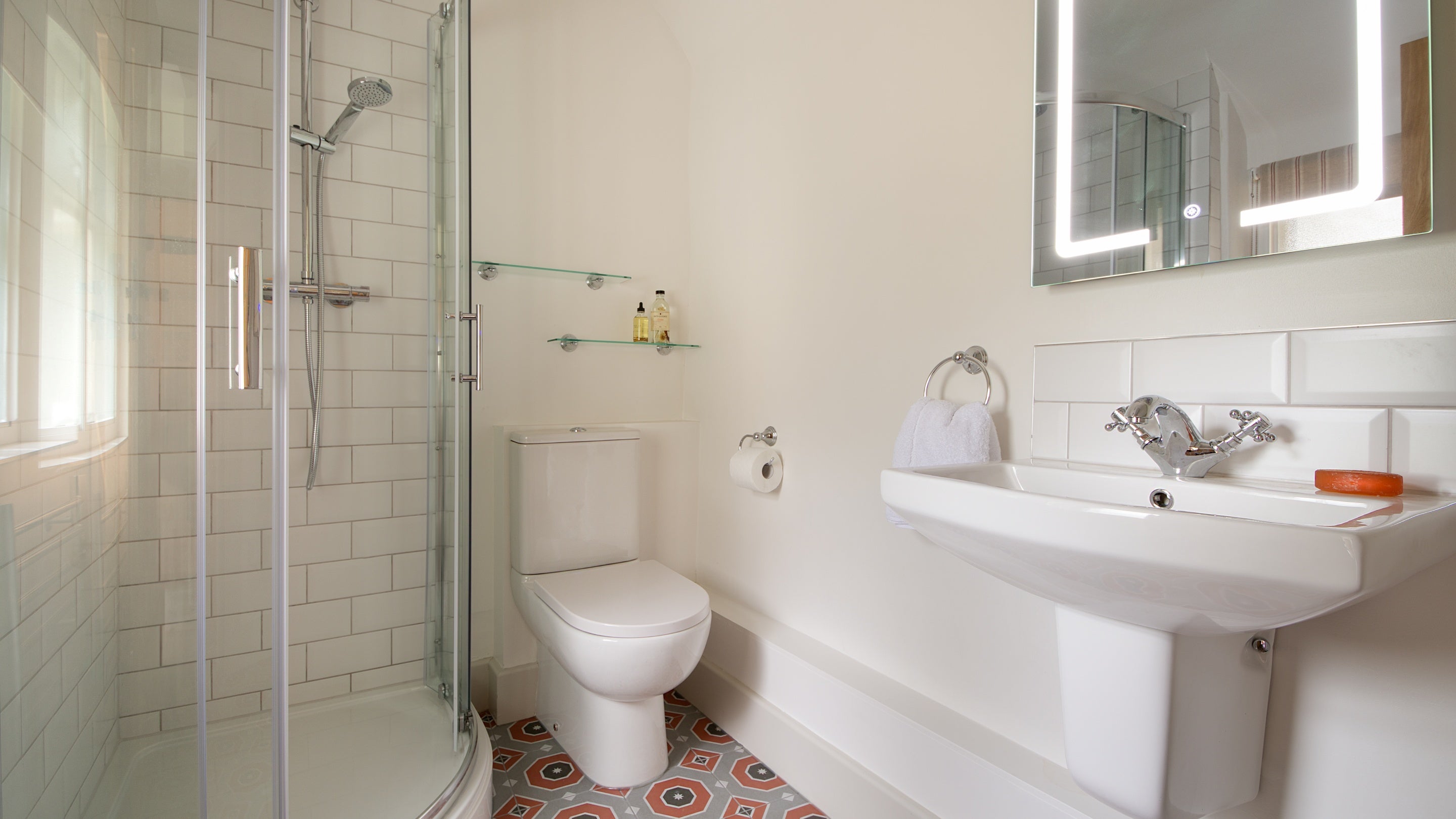 The shower room on the ground floor of 1 Arlington Row, Gloucestershire