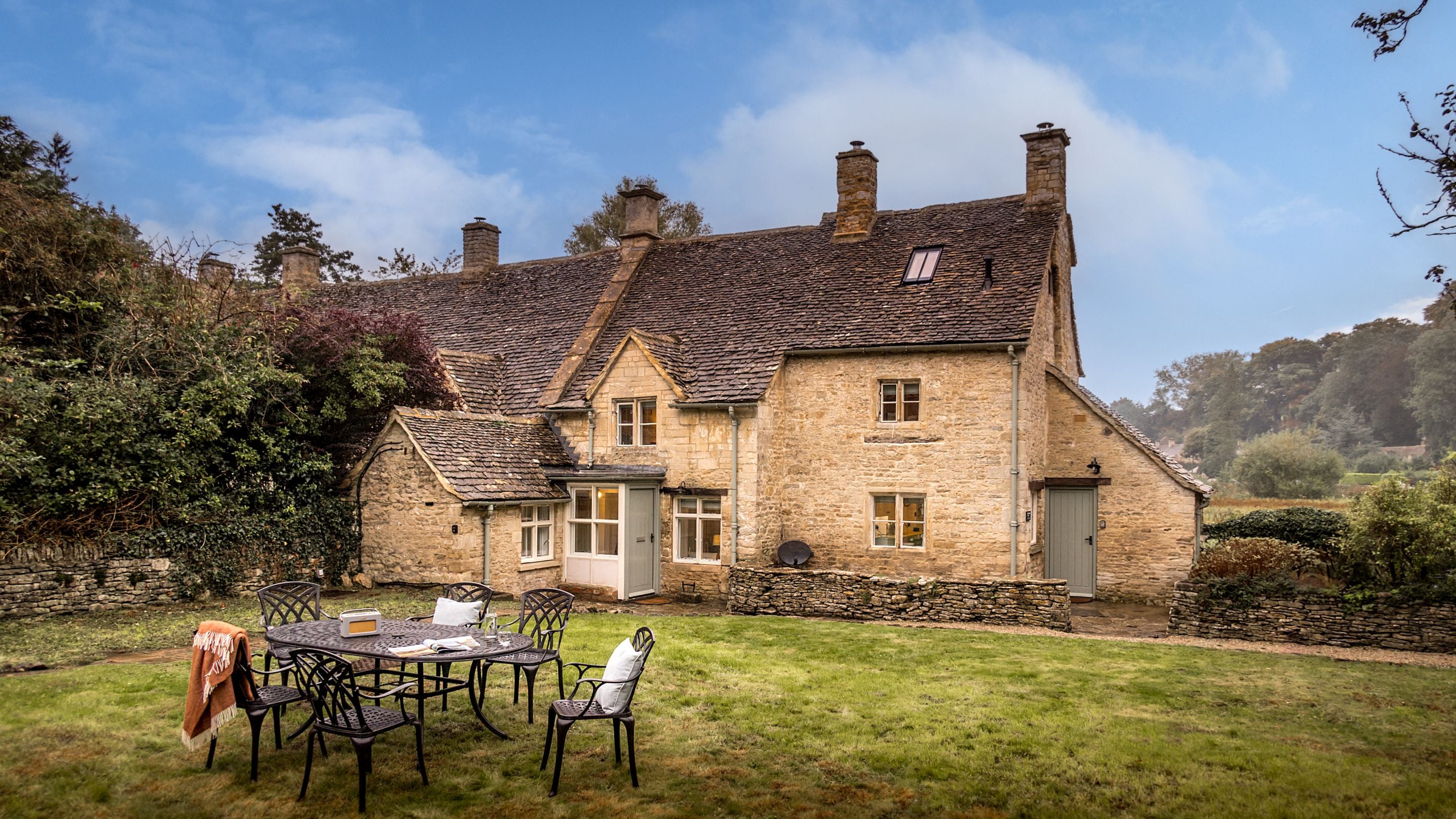 The garden at 1 Arlington Row. The entrance to the cottage is second door along the path to the cottage. Gloucestershire
