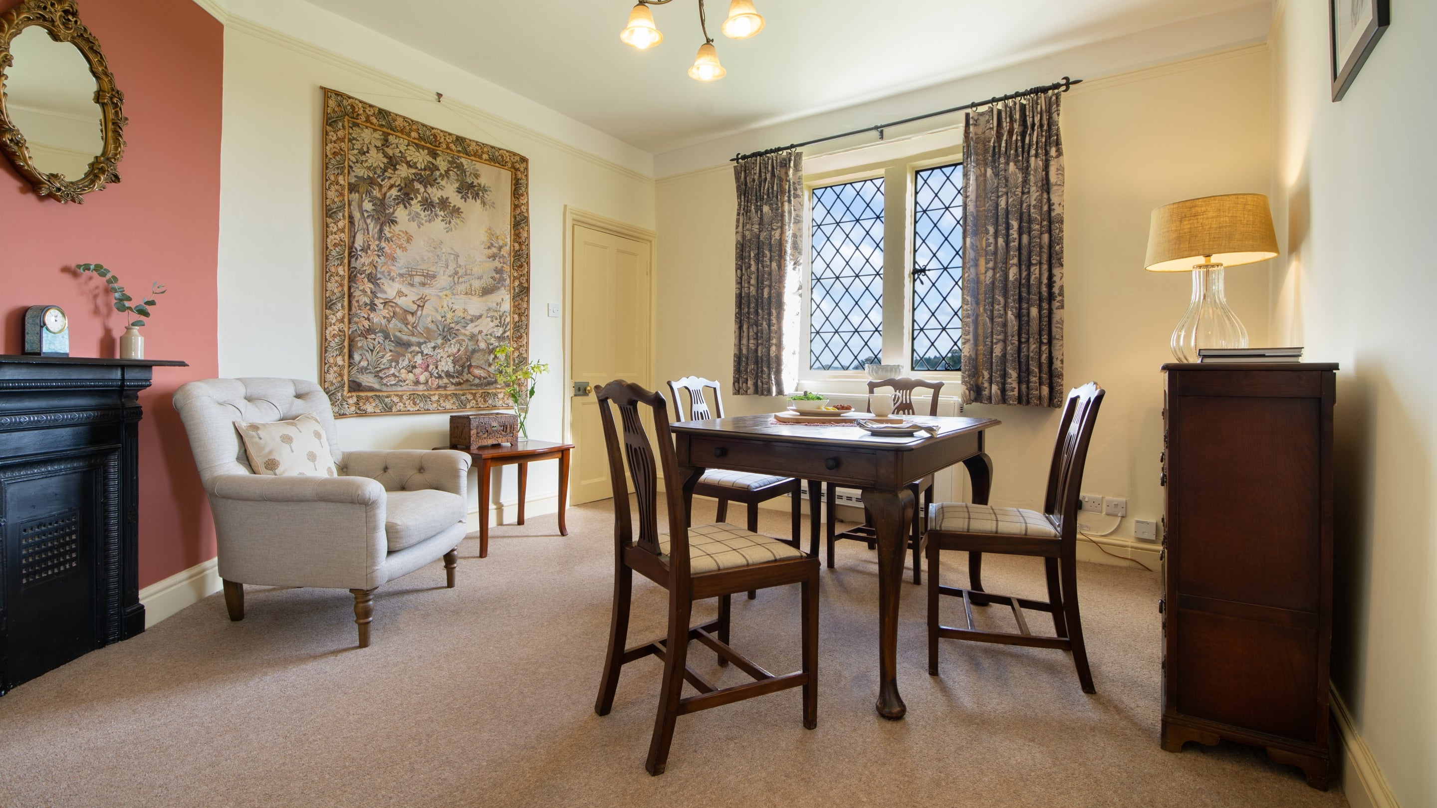 The dining room at Deer Park Lodge, Gloucestershire