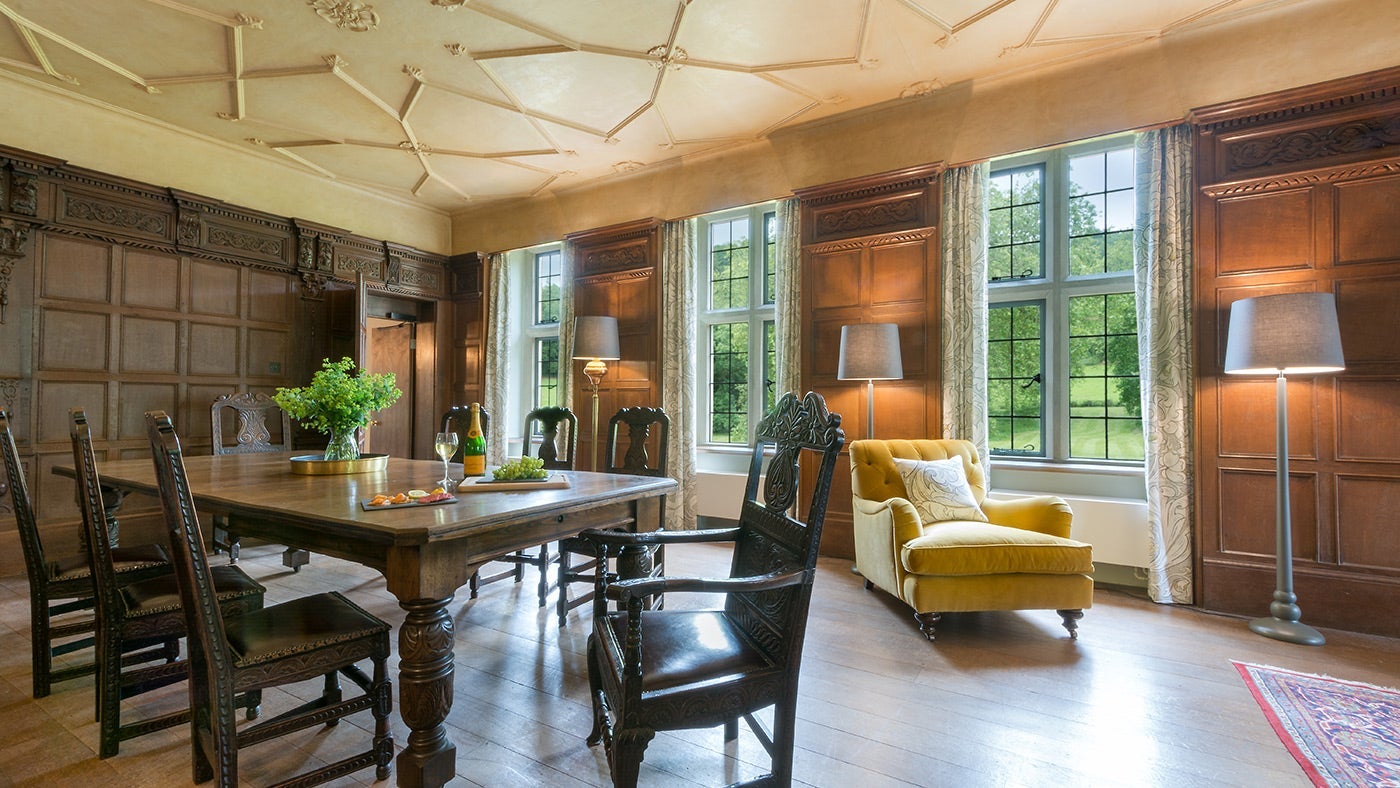 The dining area at Horton Court, Gloucestershire