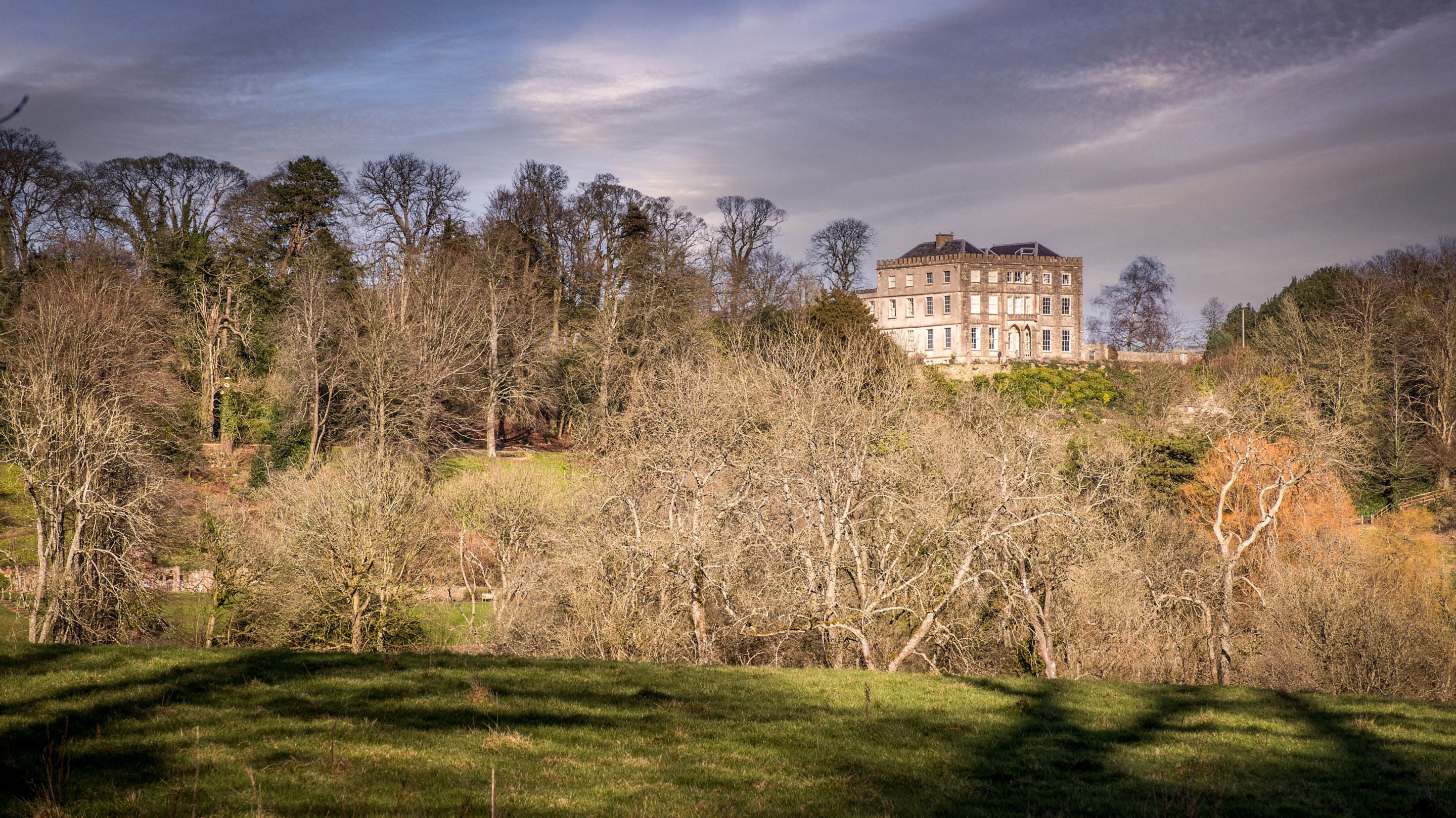 The estate at Newark Park in winter, Gloucestershire