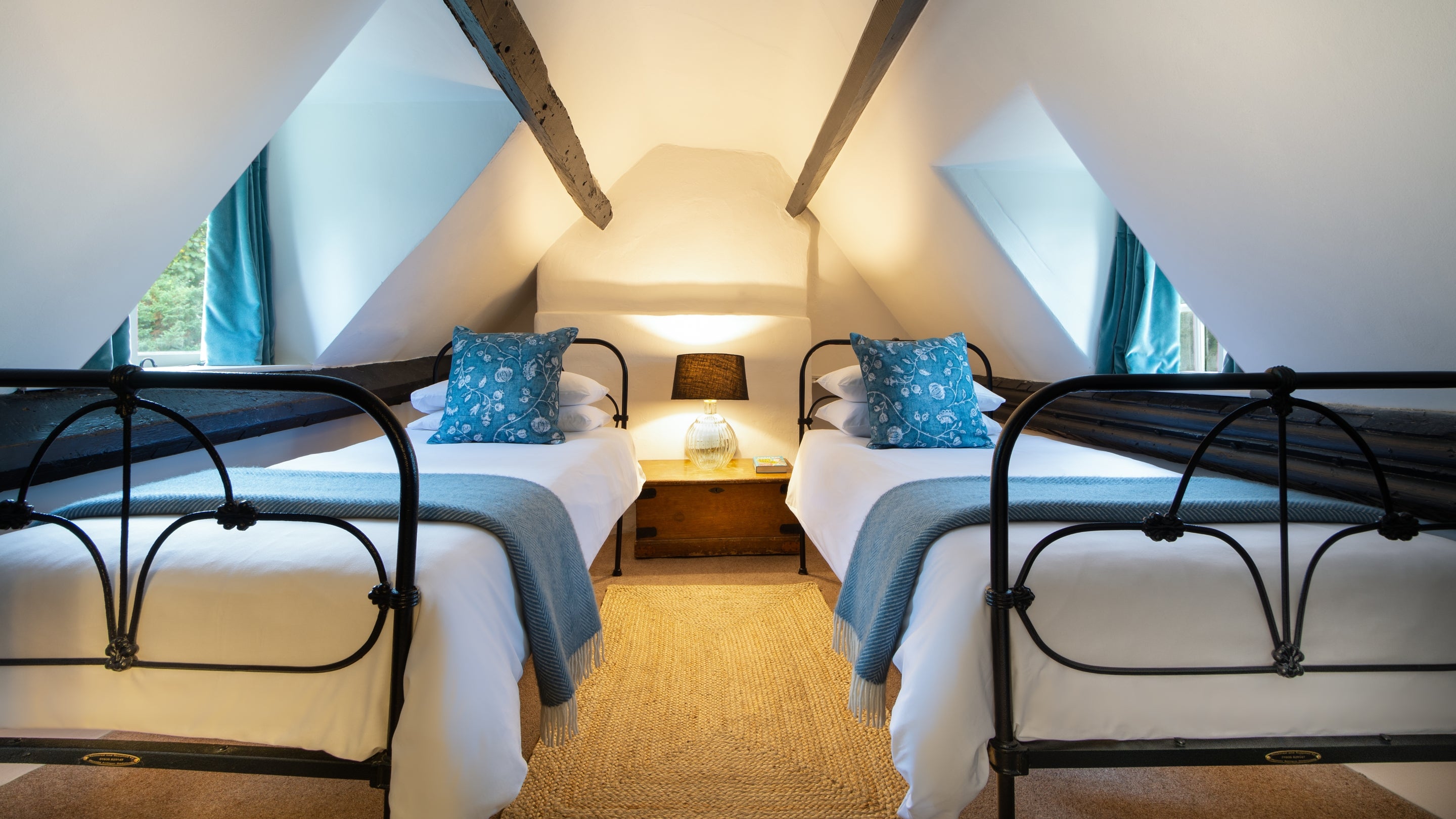 The first twin bedroom at Snowshill Manor Farmhouse, Gloucestershire