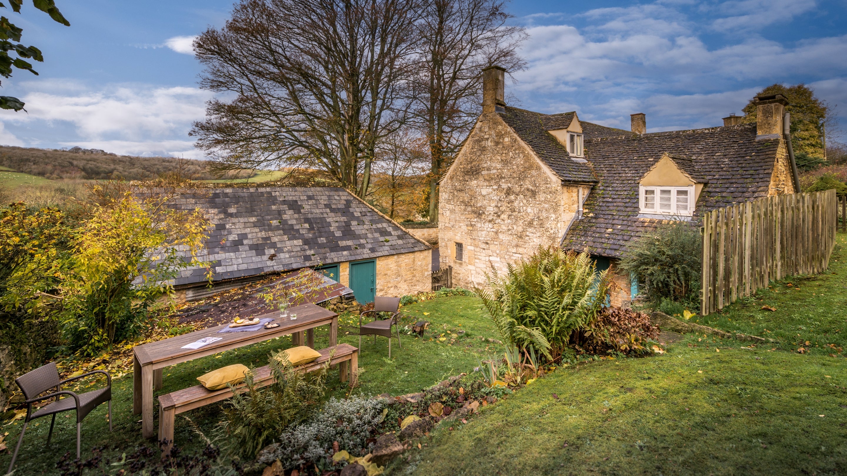 The garden at Snowshill Manor Farmhouse, Gloucestershire