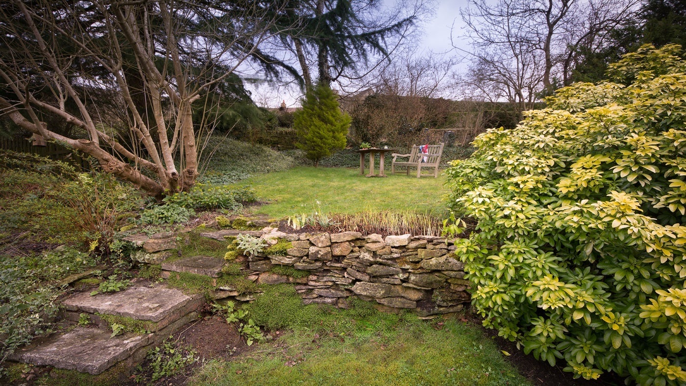The pretty garden of Honor's Cottage, Snowshill, nr Broadway, Gloucestershire