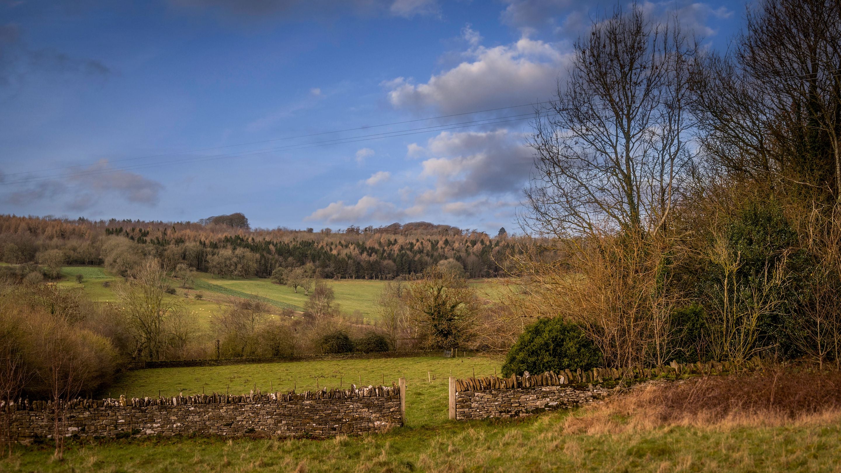 The surrounding countryside at Spring Cottage in winter, Gloucestershire