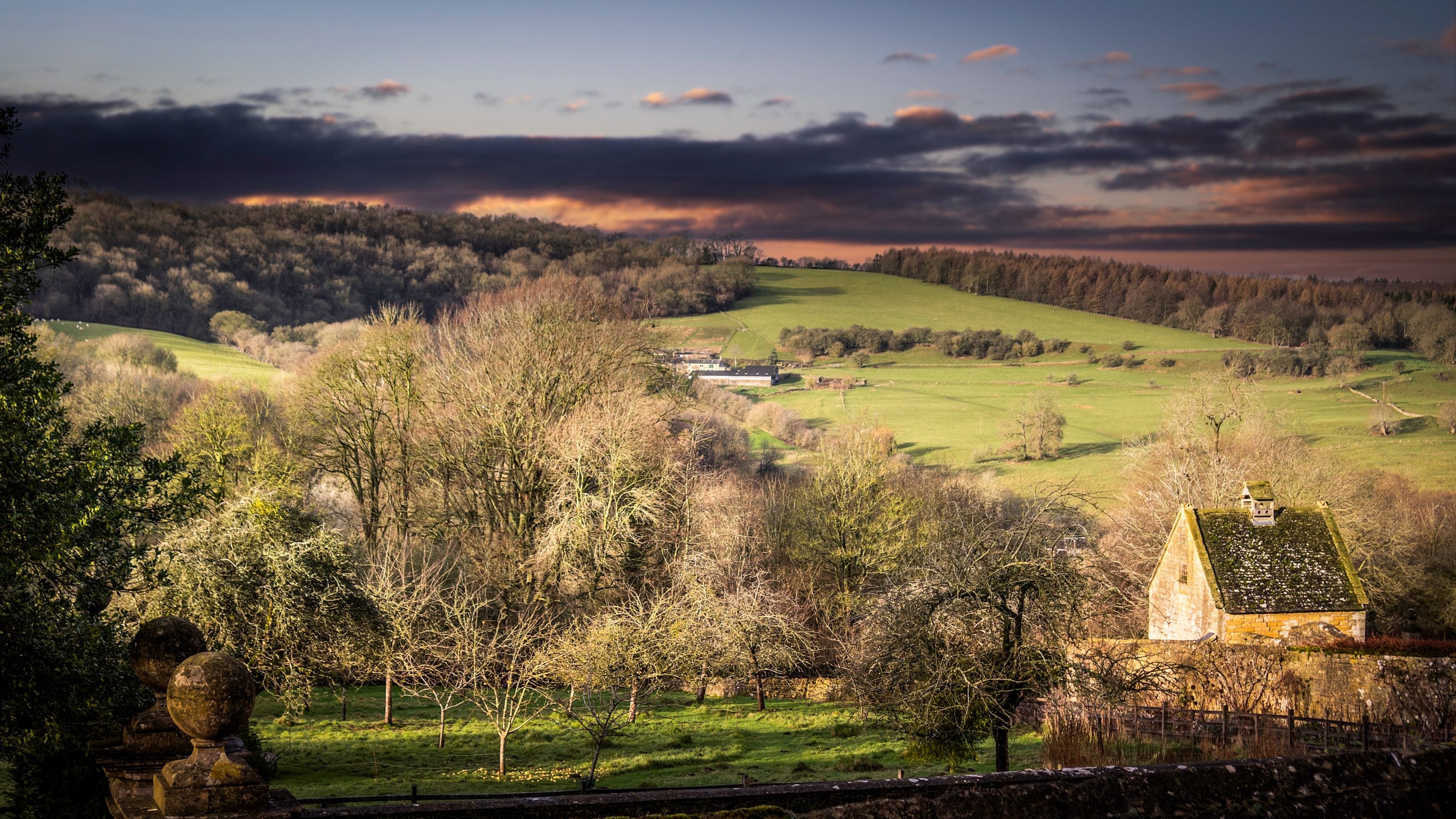 The surrounding countryside at Spring Cottage in winter, Gloucestershire
