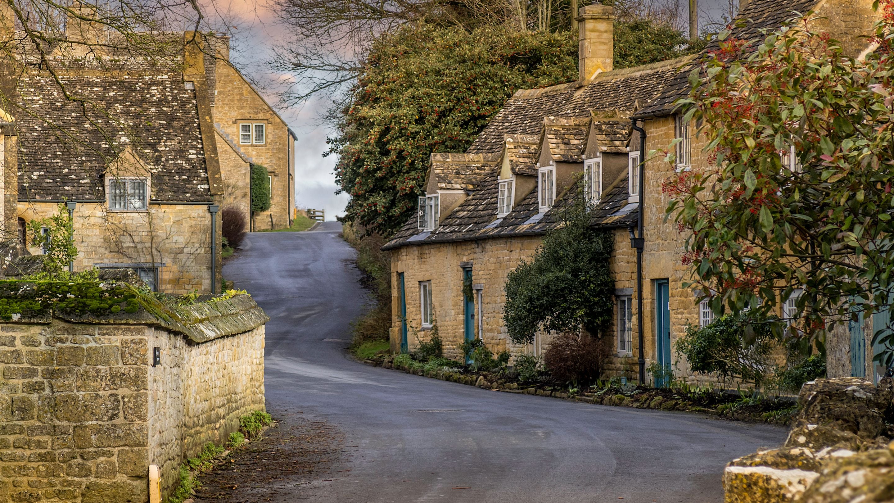 Spring Cottage in the village of Snowshill in winter, Gloucestershire