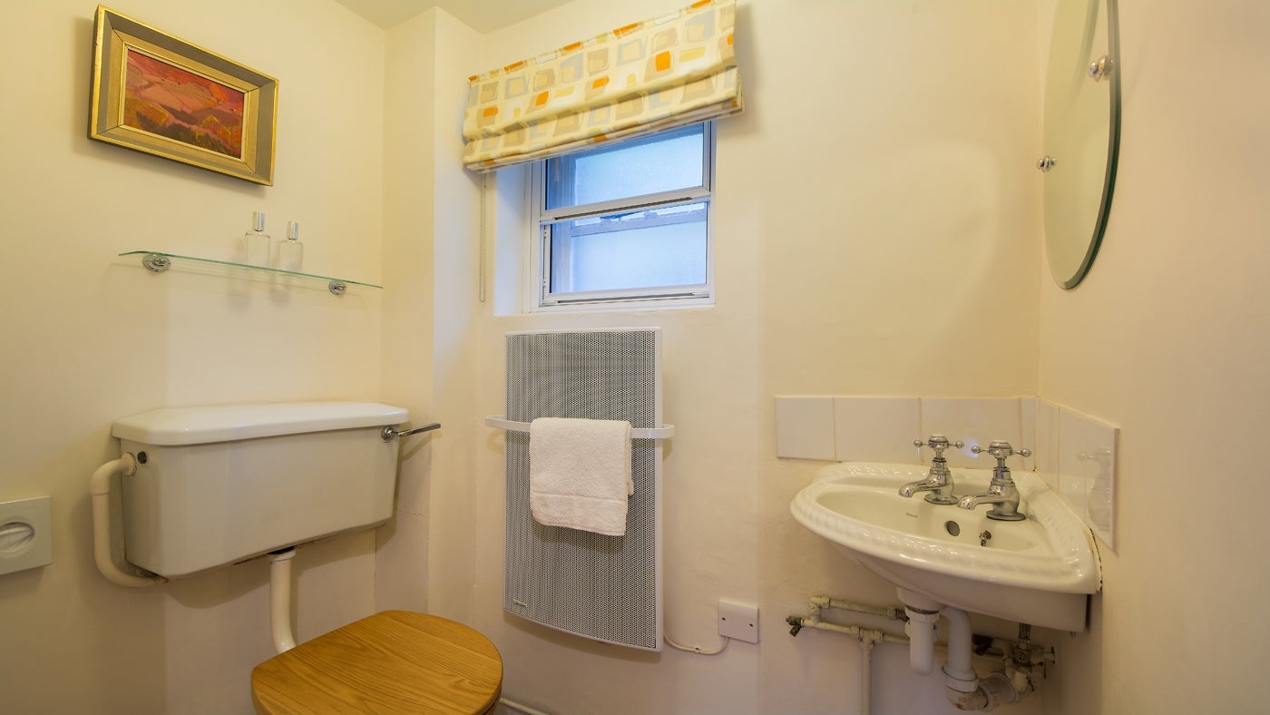 The downstairs lavatory at Woody's Cottage, Sheepscombe, Gloucestershire