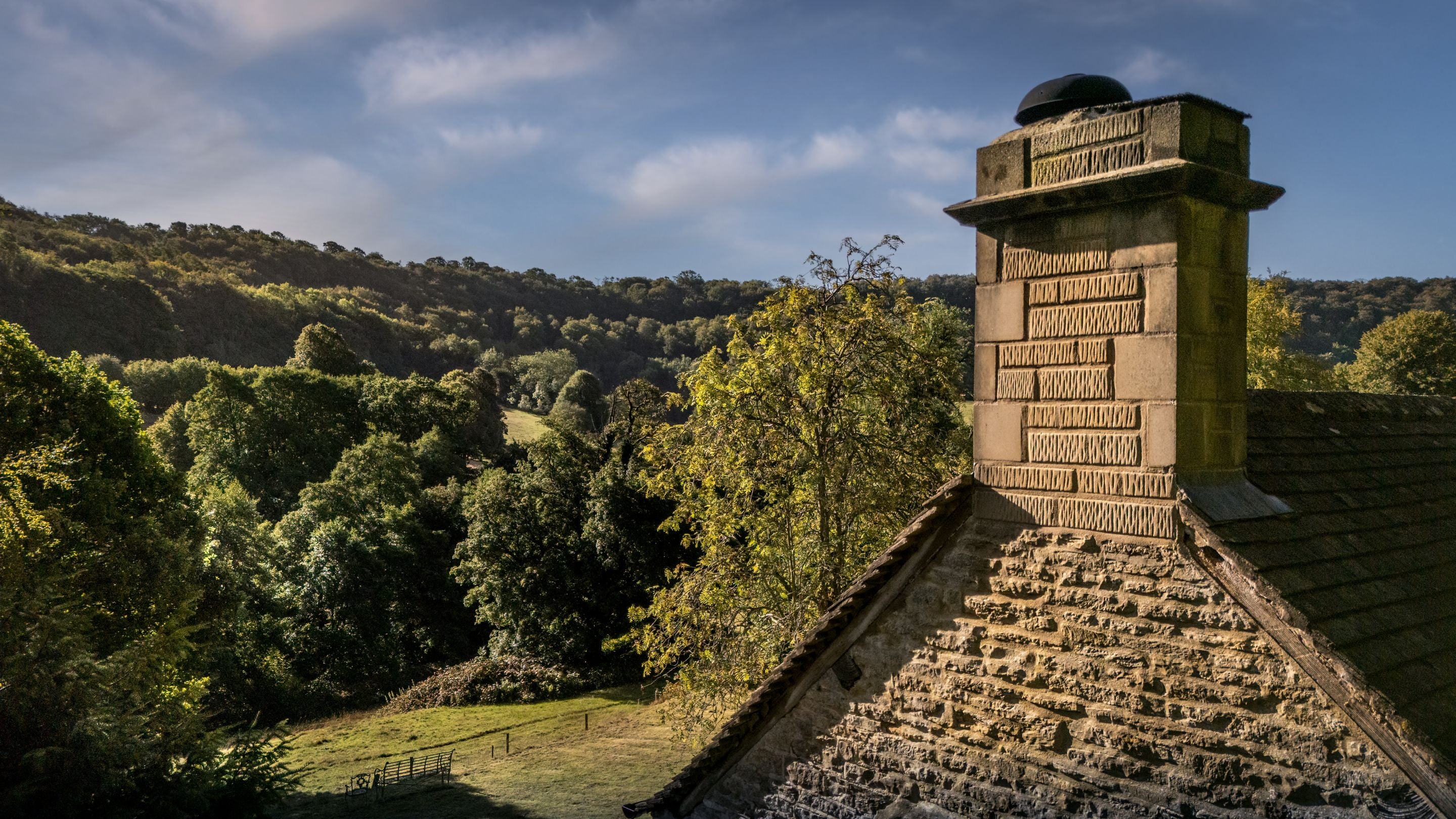 An aerial view of the roof and chimney at Woody's Cottage, Gloucestershire