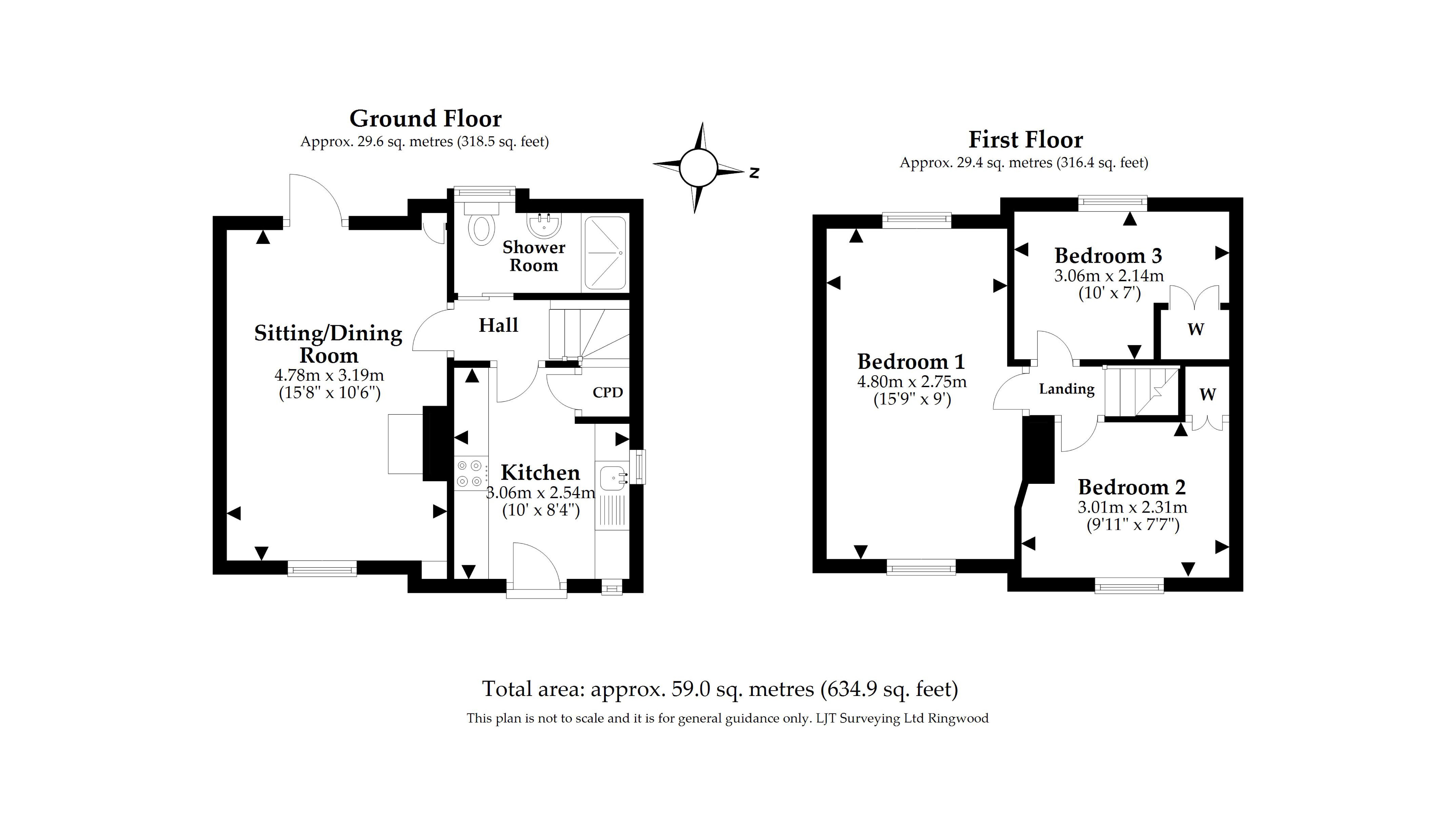 The floor plan for 1 Coleton Barton, showing the ground floor with entrance hall, utility room and stairs, and the first floor with open-plan kitchen, dining and sitting room, bathroom, bedroom, dressing room and shower room.