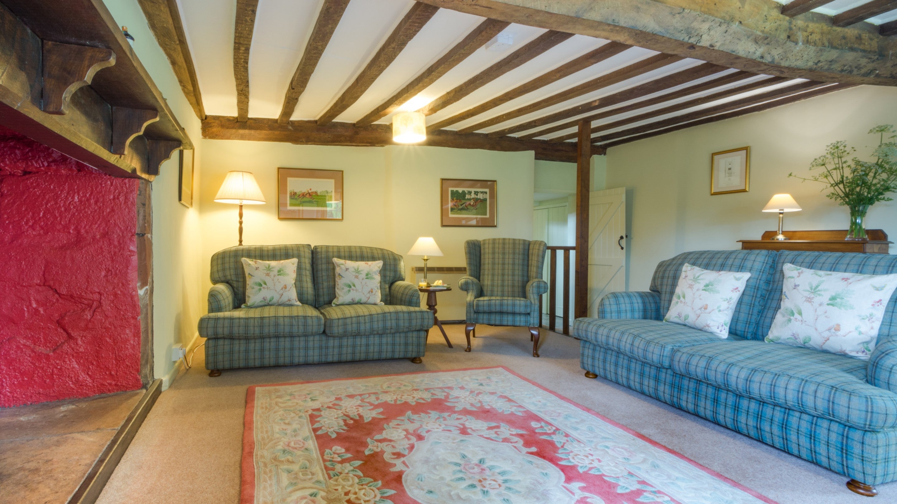 The sitting area in the sitting and dining room at Broad Ley Cottage, Devon