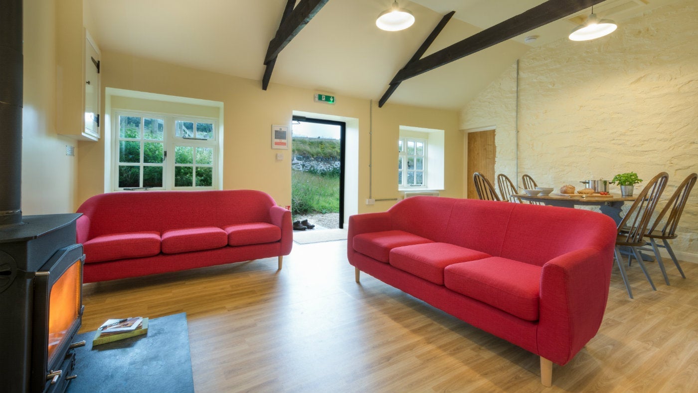 The sitting & dining room at Butter Hill Barn, Lynmouth Devon