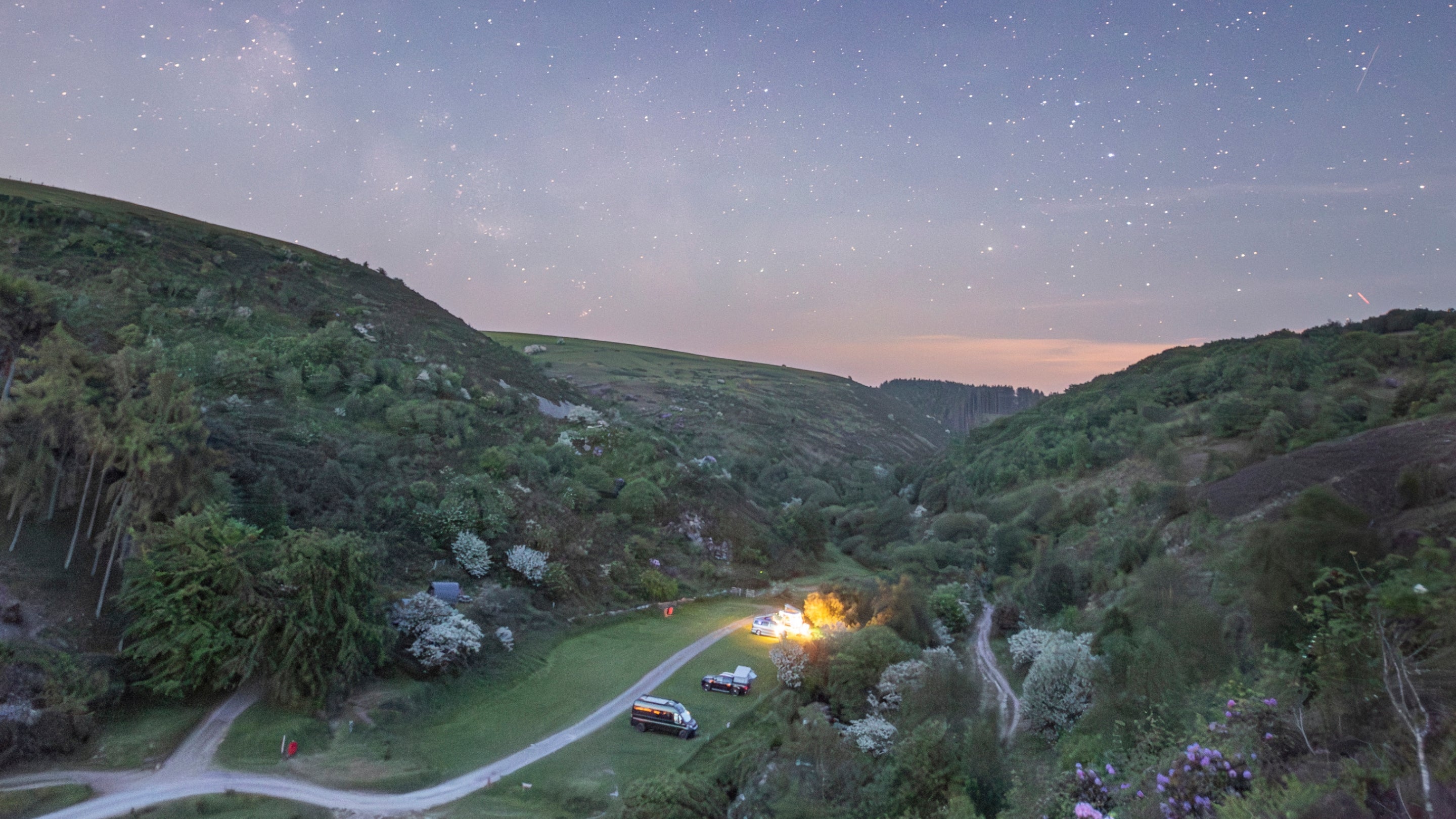 Cloud Farm Campsite in the evening, Devon