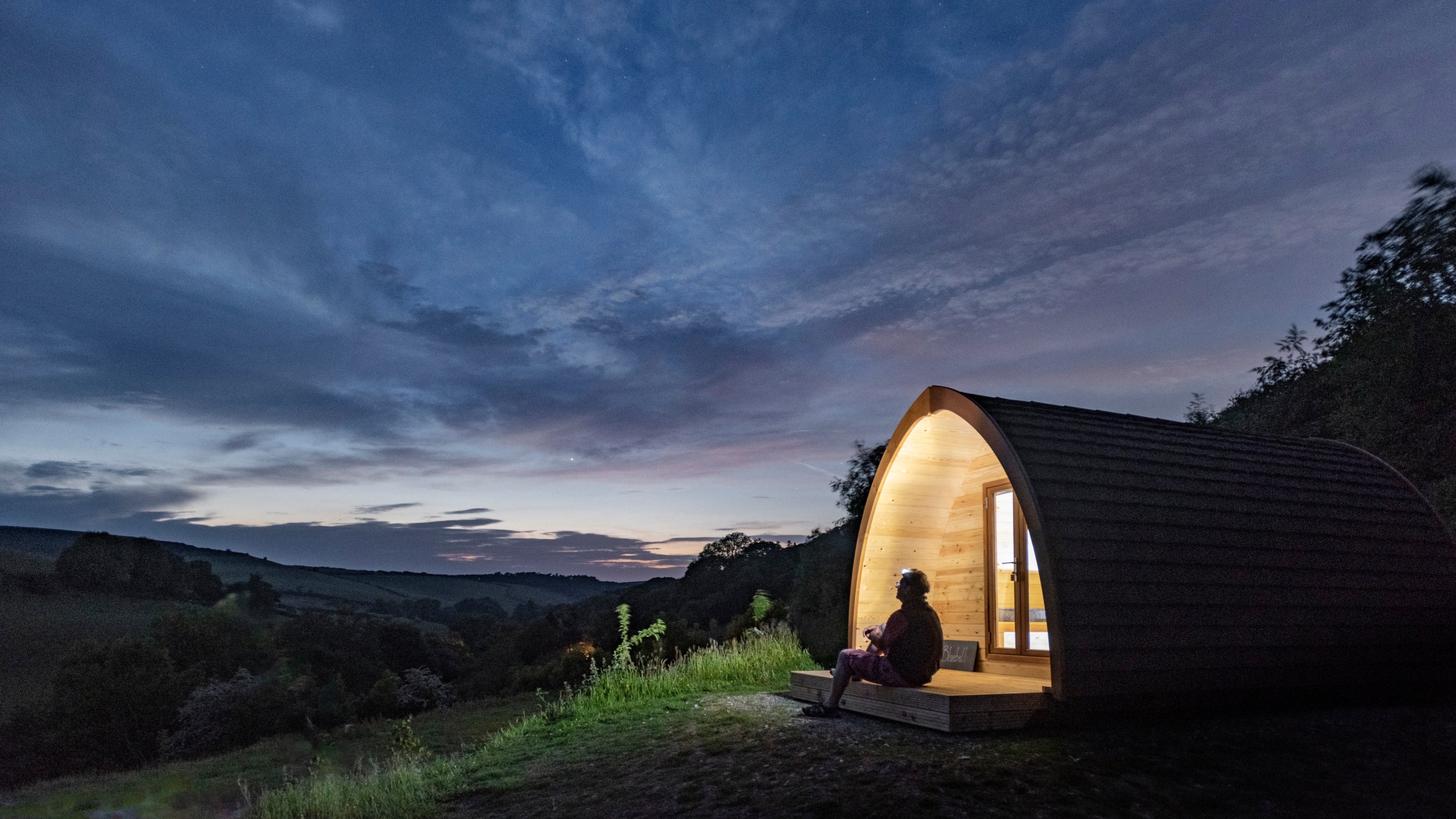 The night sky from a pod at Cloud Farm Campsite, Devon