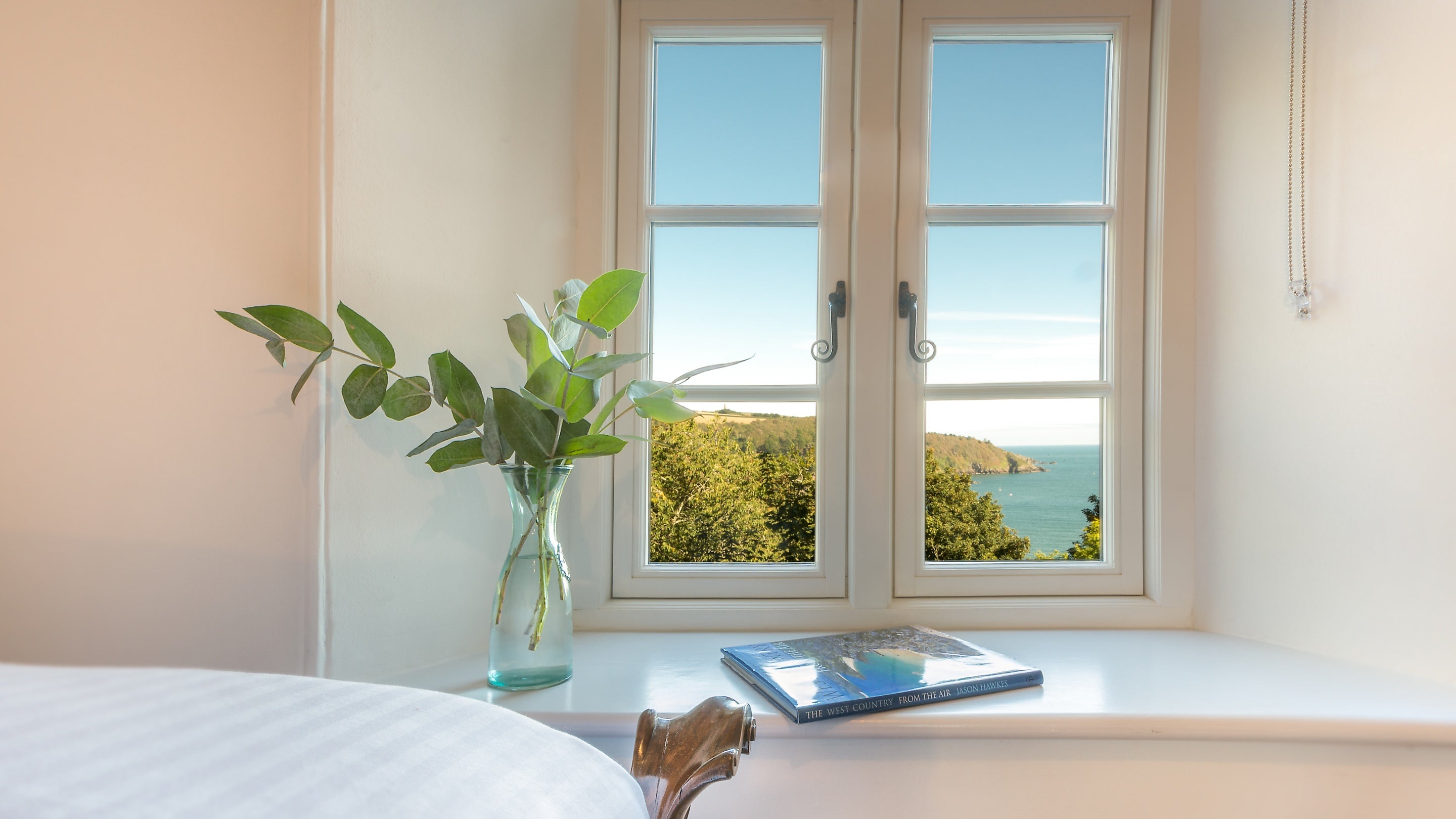 The view of the Dart Estuary from the single bedroom at Compass Cottage, Devon