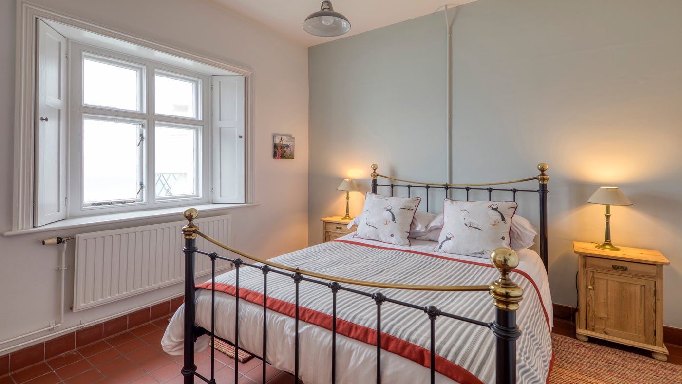 One of the double bedrooms at The Lighthouse Keepers' Cottage, Foreland Point, Lynton, Devon