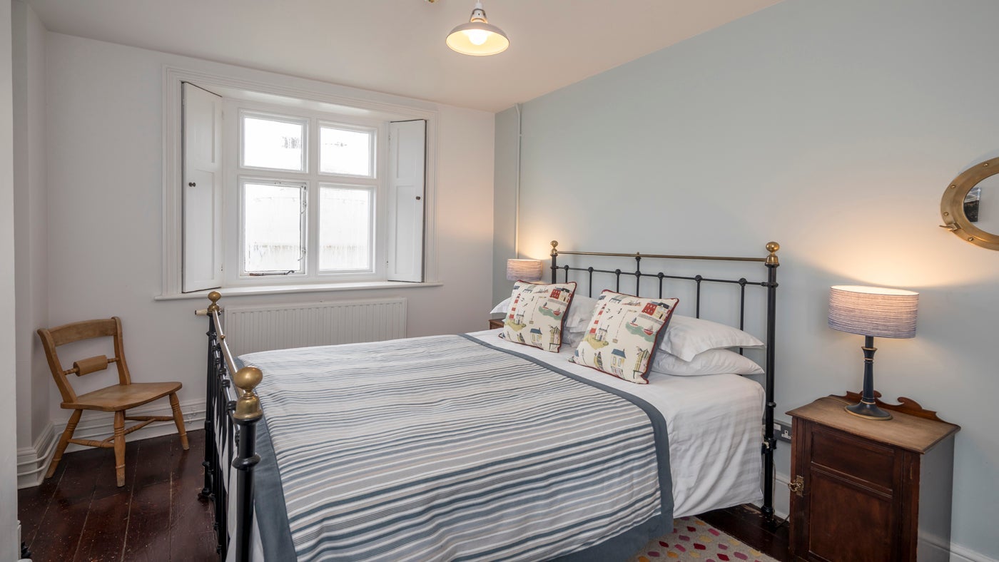 One of the double bedrooms at The Lighthouse Keepers' Cottage, Foreland Point, Lynton, Devon