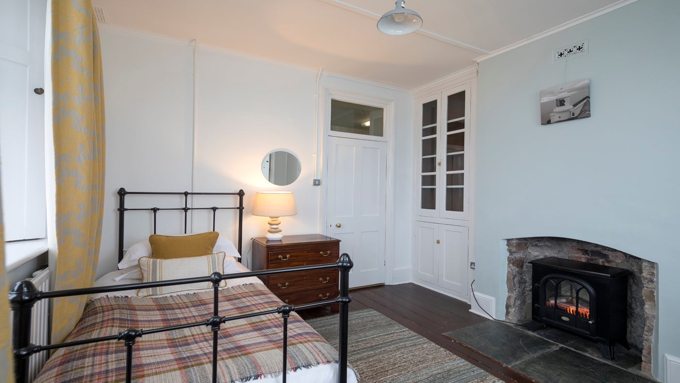 One of the single bedrooms at The Lighthouse Keepers' Cottage, Foreland Point, Lynton, Devon