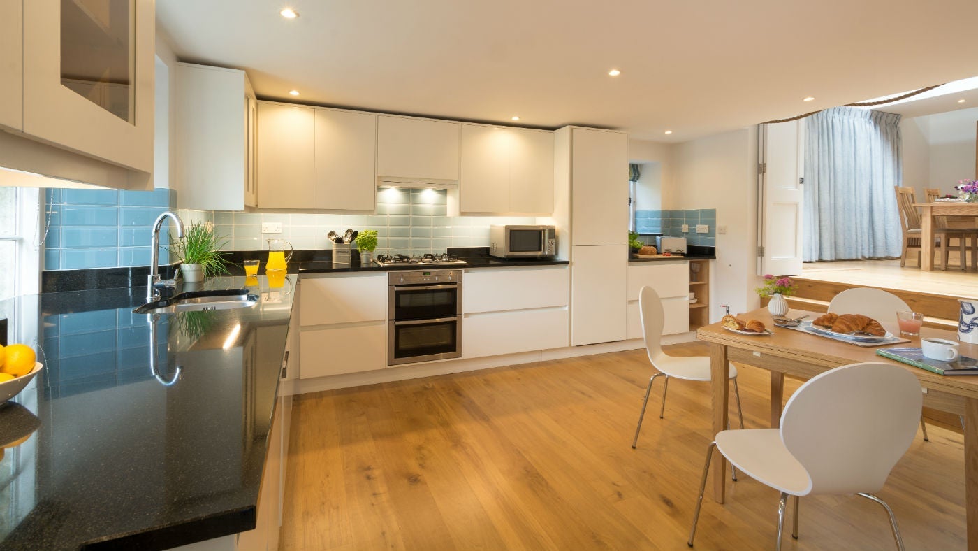 The spacious kitchen at Ferry Cottage, Brixham, Devon