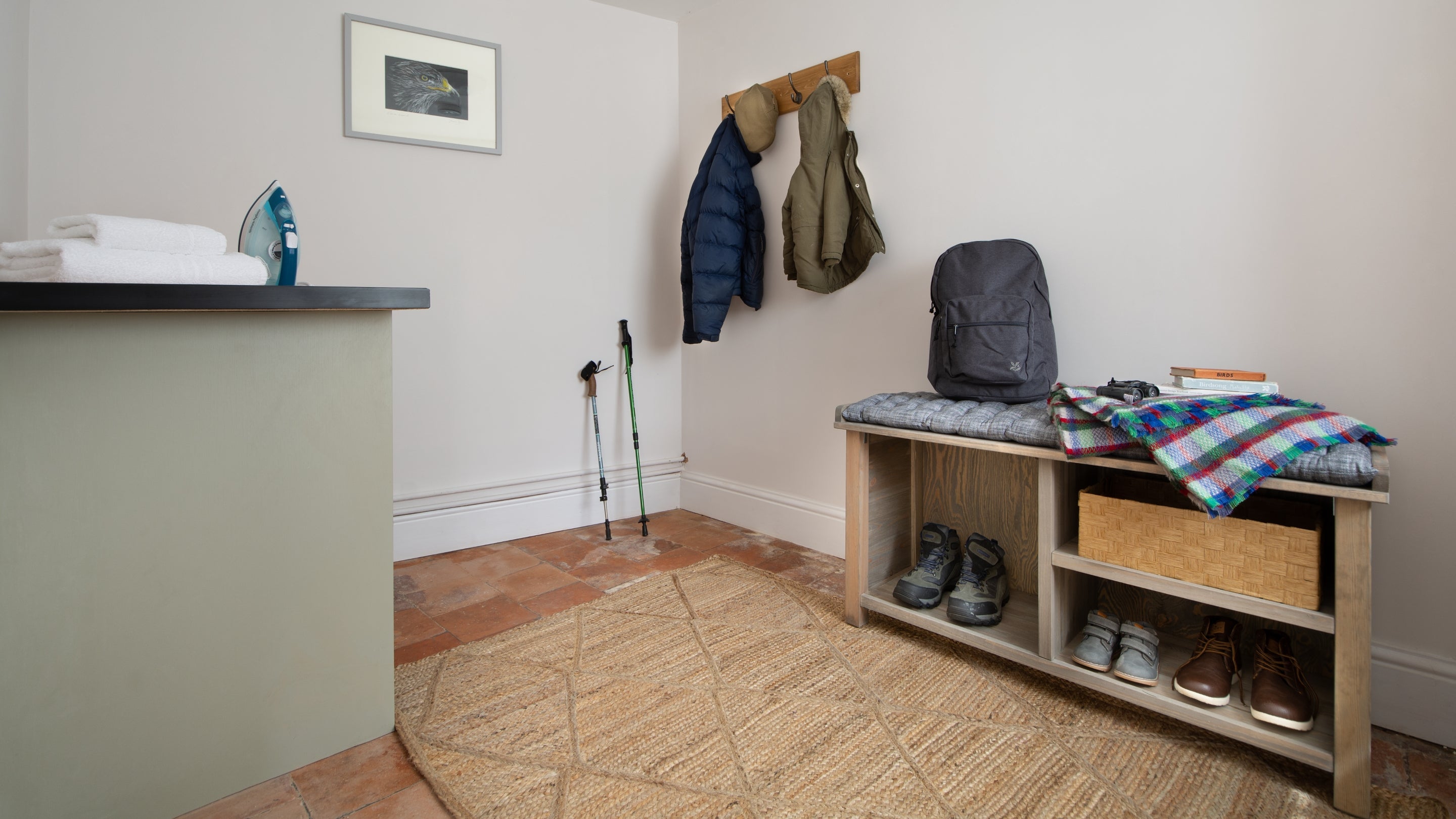 The boot room at Heron View, Devon