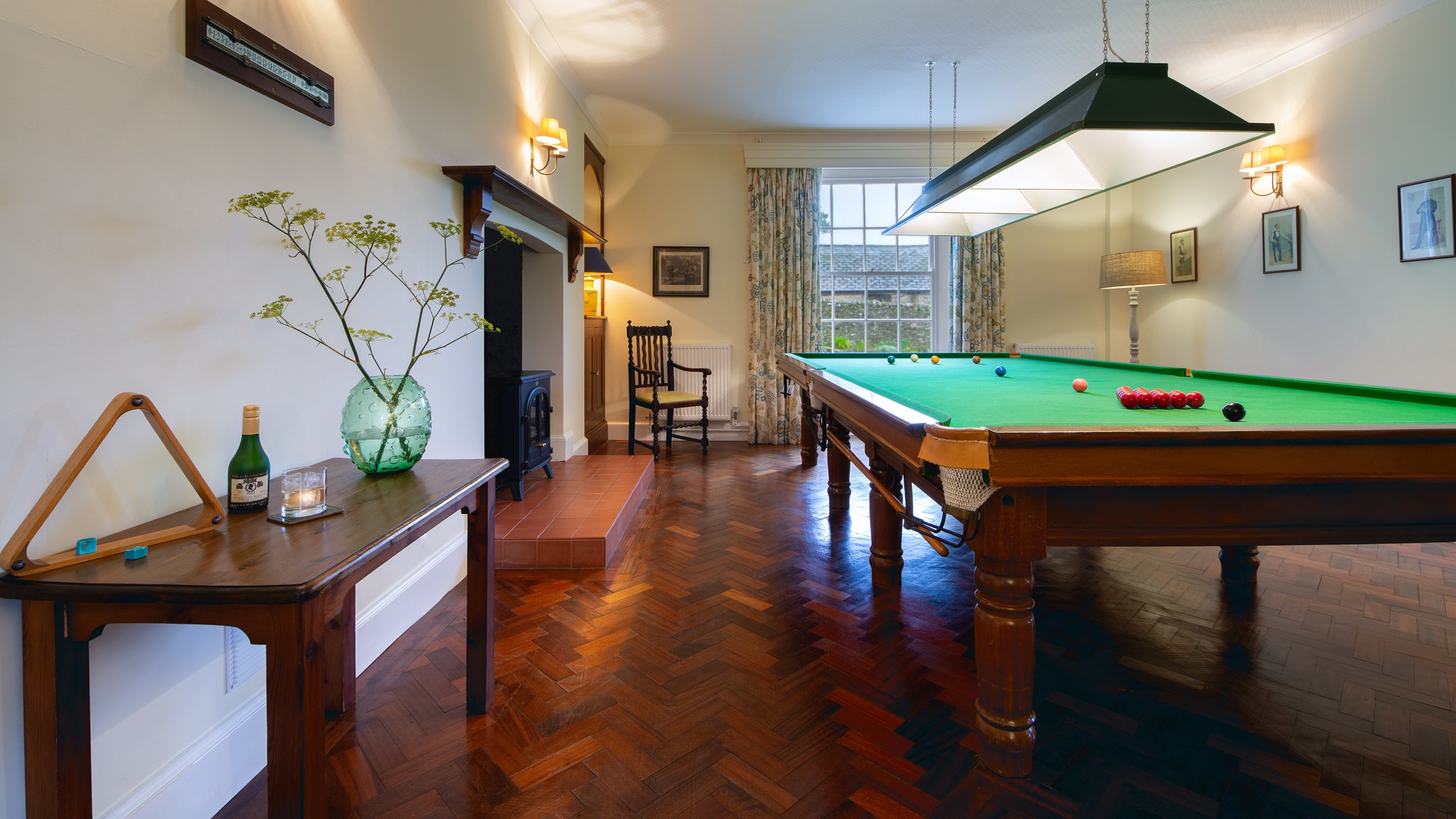 The billiard room at Higher Brownstone Farm, Devon