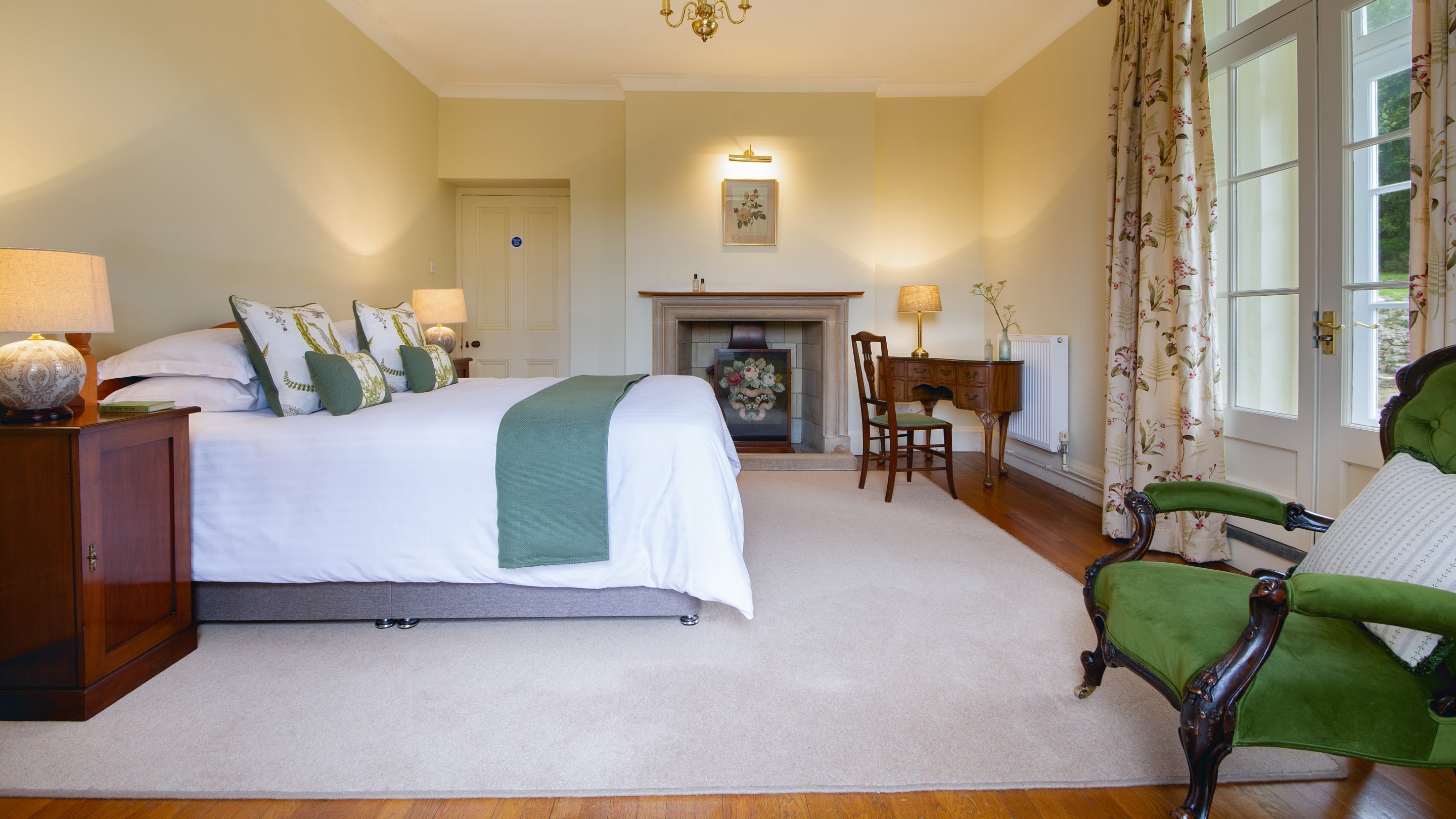 The downstairs bedroom at Higher Brownstone Farm, Devon