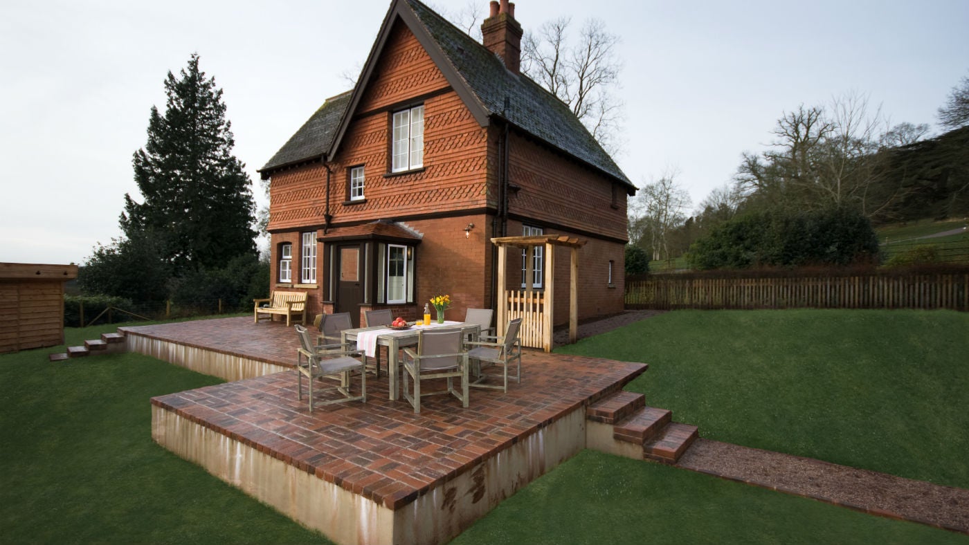 The outdoor seating area at Killerton Park Cottage, Devon