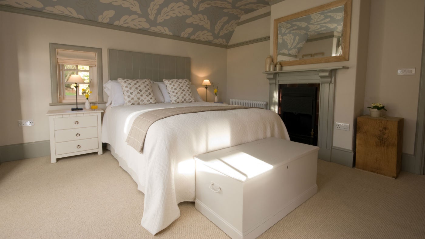 The master bedroom at Killerton Park Cottage, Devon