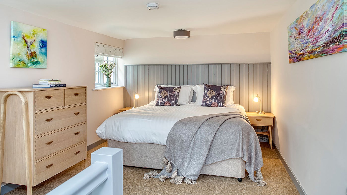 The double bedroom at Kipscombe Belve Cottage, Devon