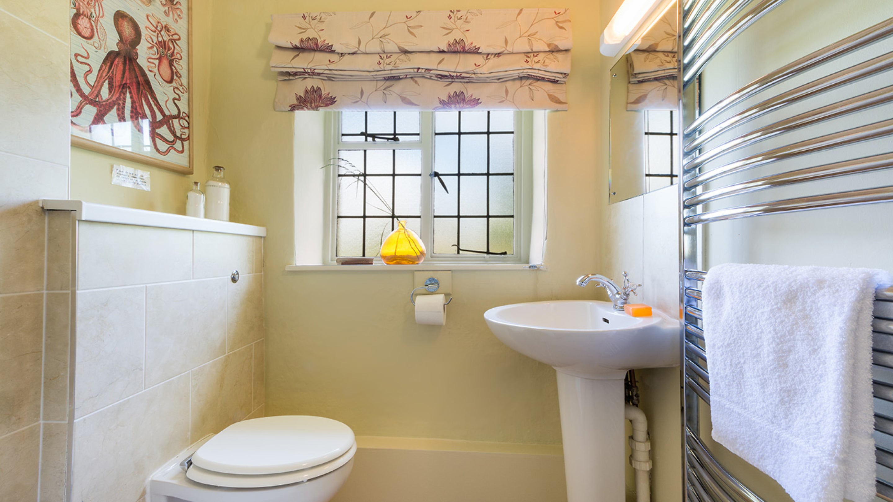 The bathroom at Longmeadow Cottage, Devon