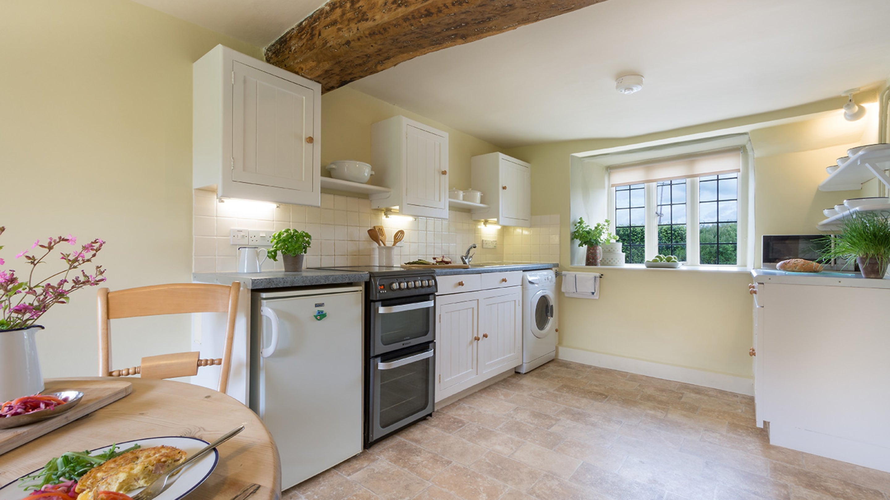 The kitchen at Longmeadow Cottage, Devon