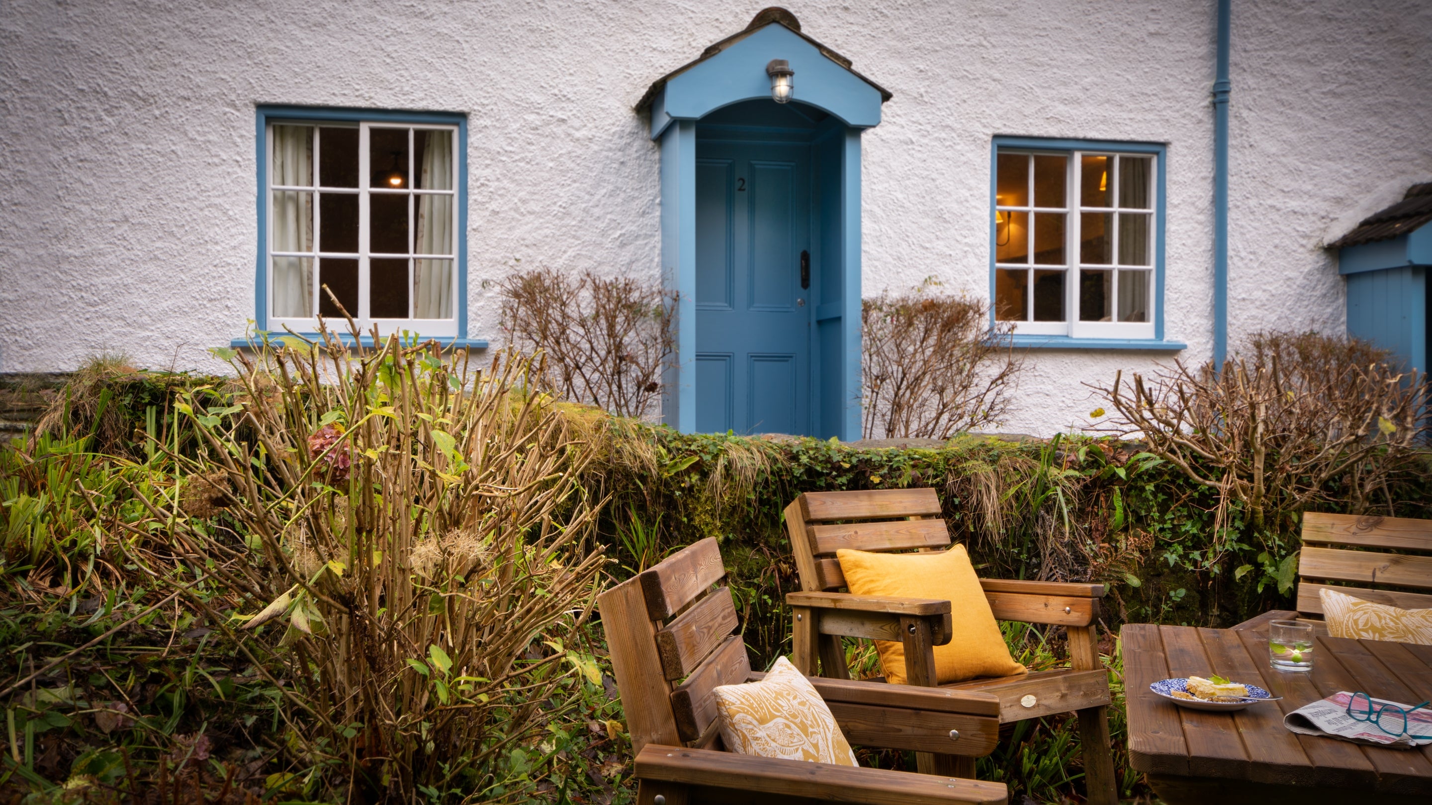 The outdoor seating area at Peppercombe Coastguard Cottage 2, Devon