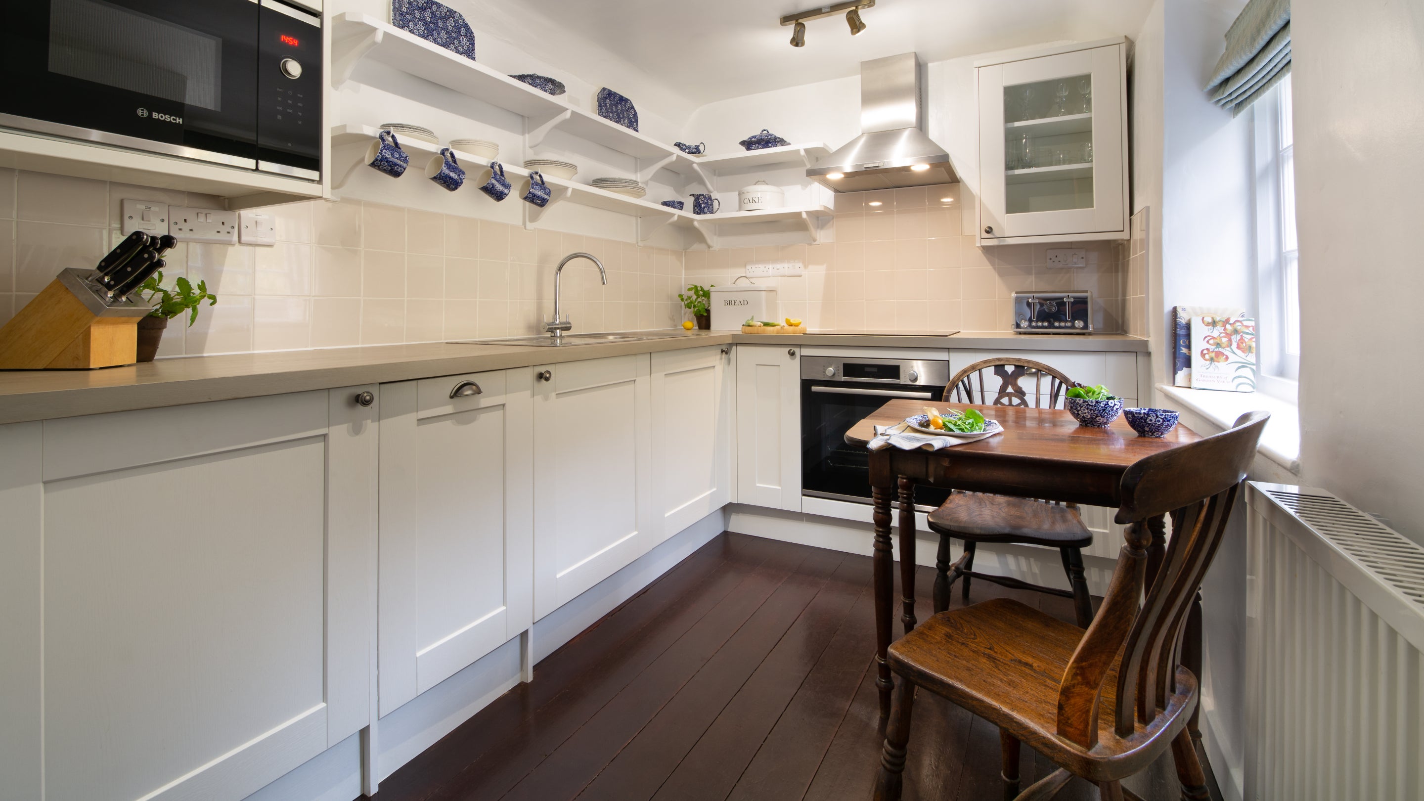 The kitchen at Peppercombe Coastguard Cottage 3, Devon
