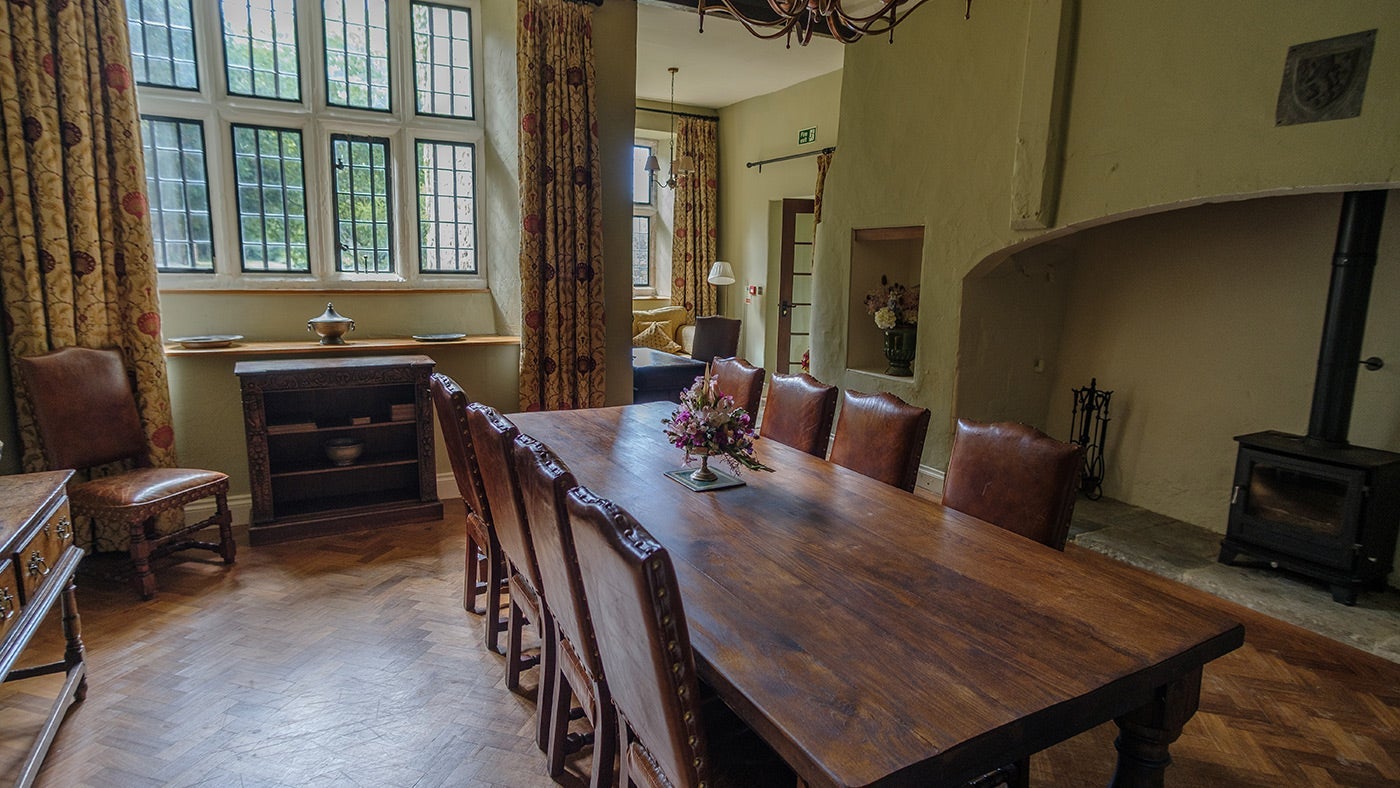 The dining room of Shute Barton, Devon