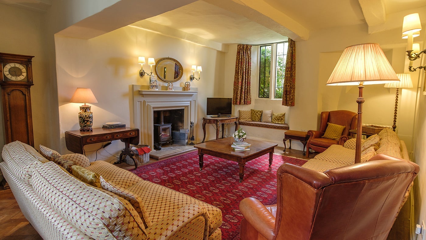 The sitting room at Shute Barton, Devon