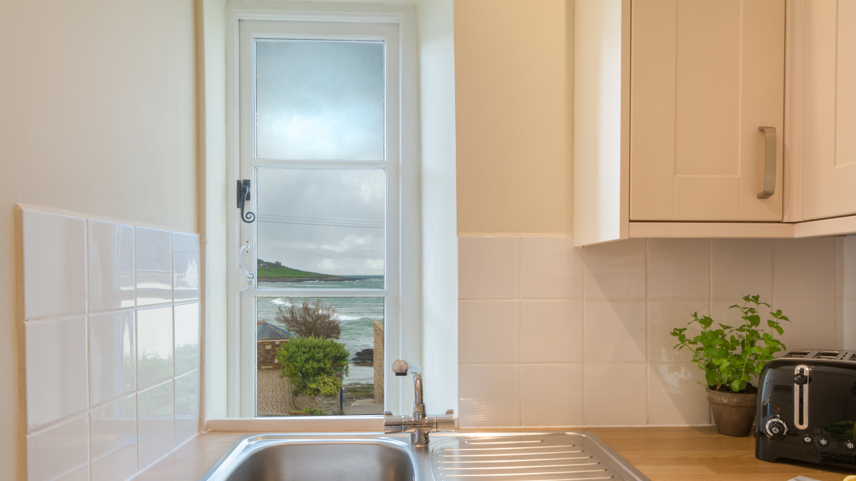 The view from the kitchen at The slipway, Devon