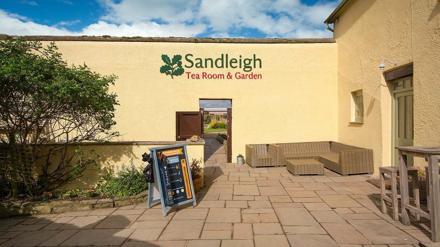 The shared courtyard with Sandleigh Tea Room & Gardens, Croyde, Devon